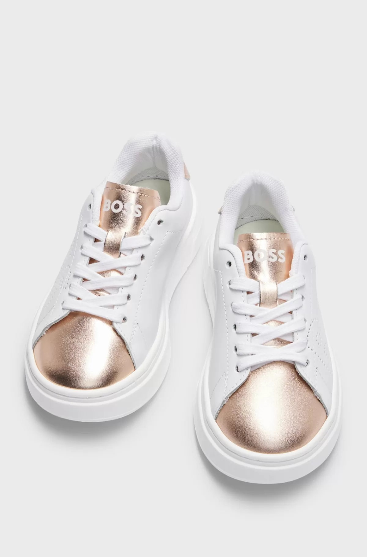 HUGO BOSS Sneakers I Læder Til Børn Med Perforeret Logo Hvid Sale