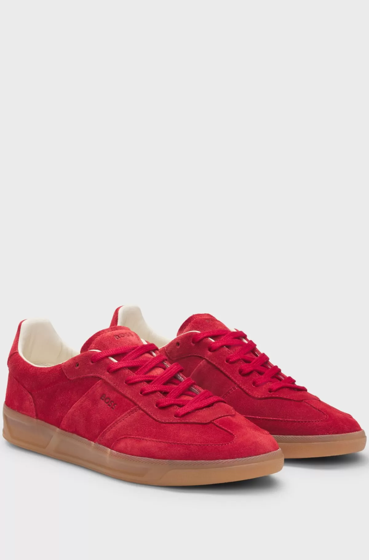 HUGO BOSS Sneakers I Ruskind Med Snøre Og Logodetalje Rød Online