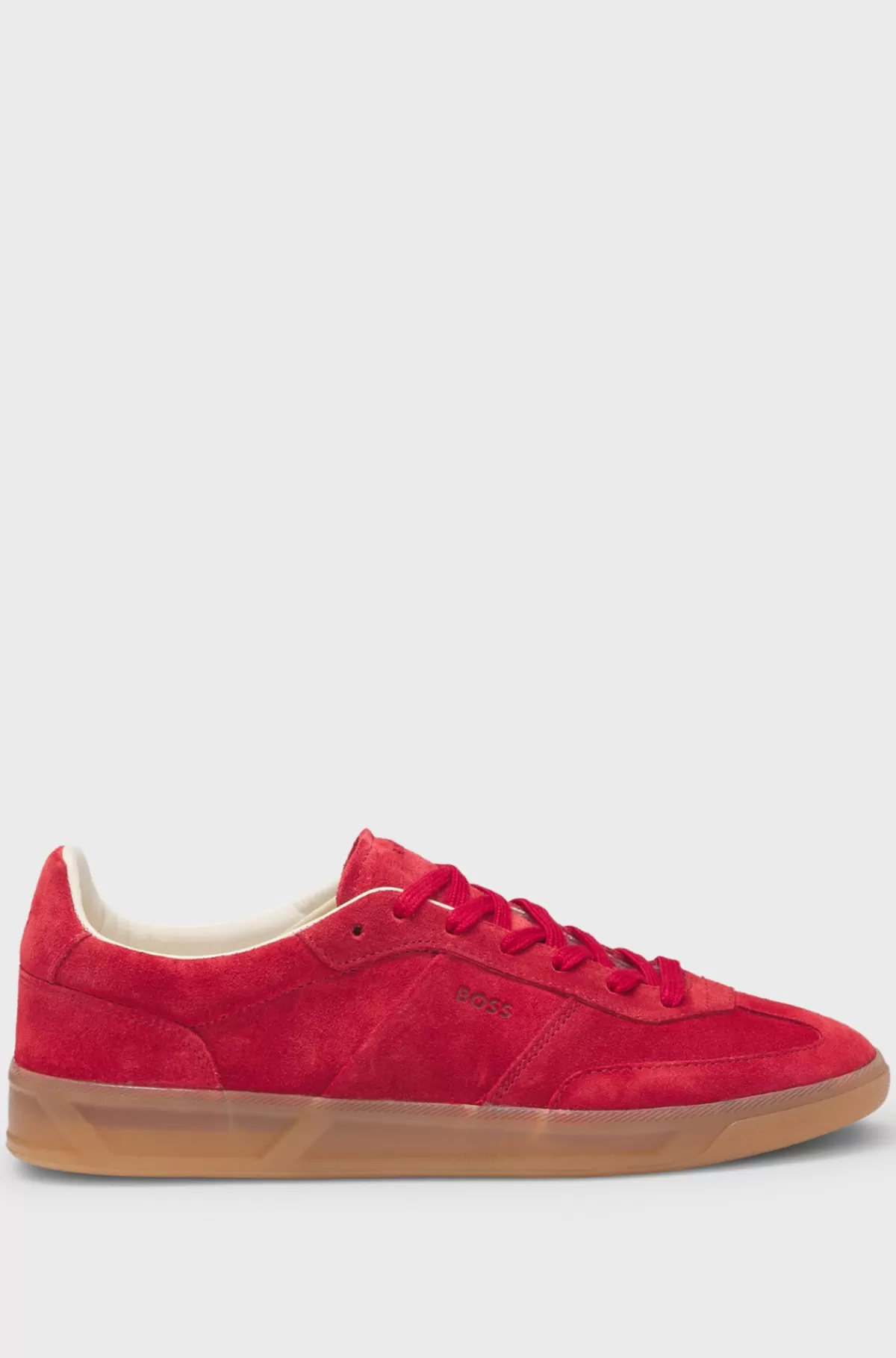 HUGO BOSS Sneakers I Ruskind Med Snøre Og Logodetalje Rød Online