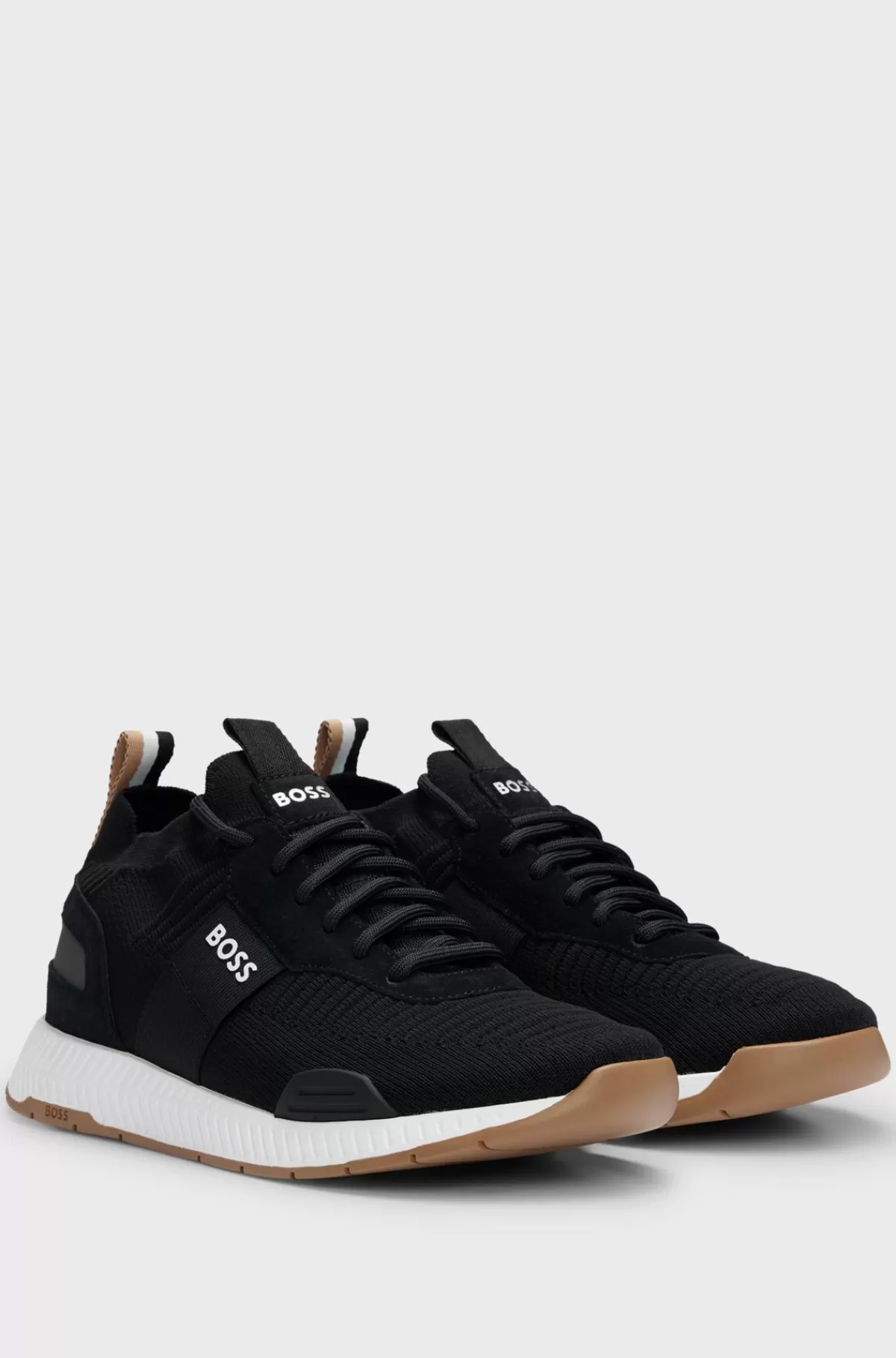 HUGO BOSS Sneakers Med Blødoverdel, Branding Og Ruskindsdetaljer Sort Fashion