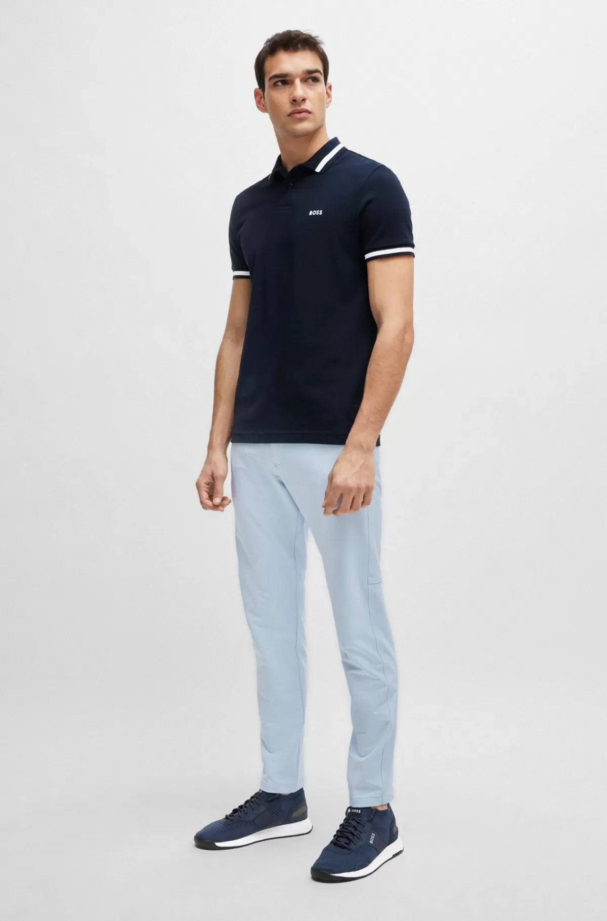 HUGO BOSS Sneakers Med Blødoverdel, Branding Og Ruskindsdetaljer Mørkeblå Best Sale