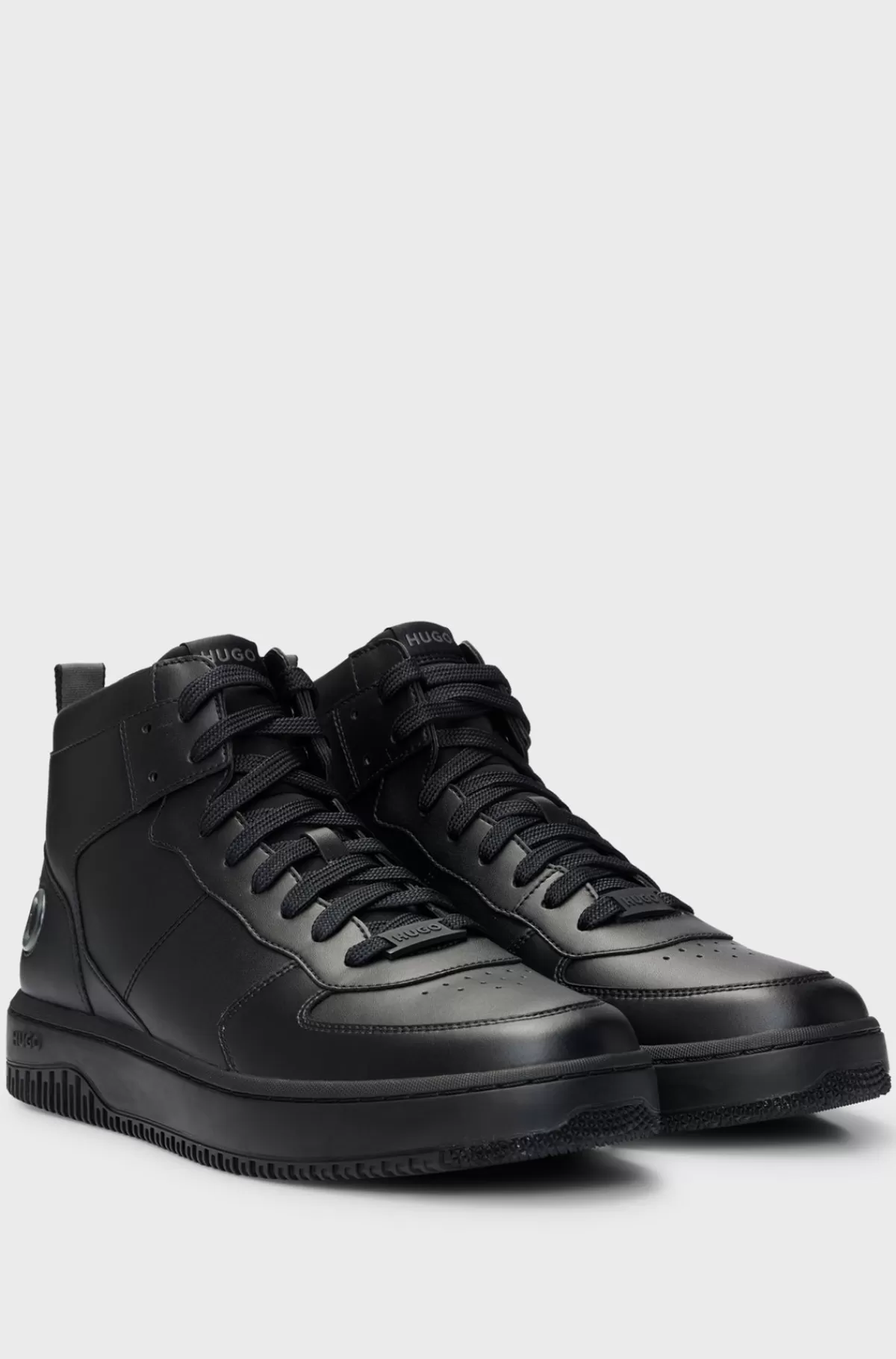 HUGO BOSS Sneakers Med Høj Profil Og Branding Sort New