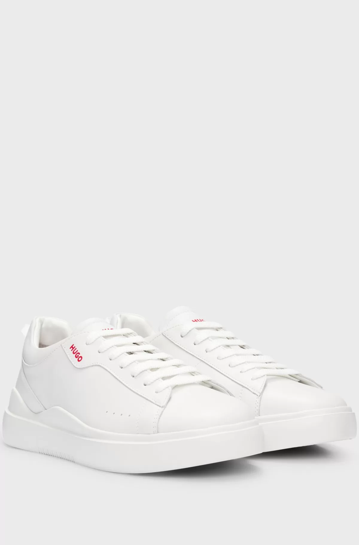 HUGO BOSS Sneakers Med Kopsål Af Glat Læder Hvid Clearance