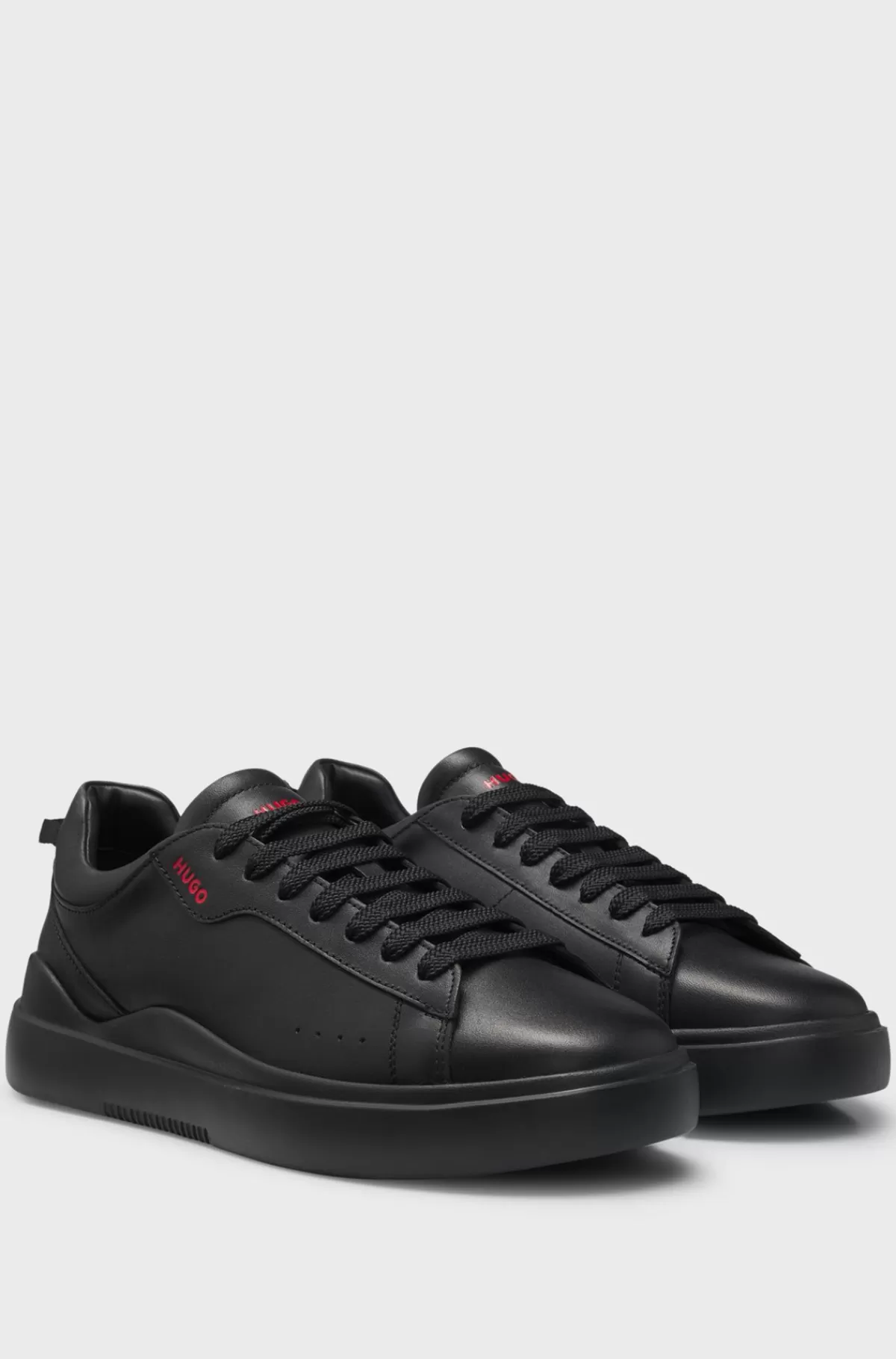 HUGO BOSS Sneakers Med Kopsål Af Glat Læder Sort Fashion