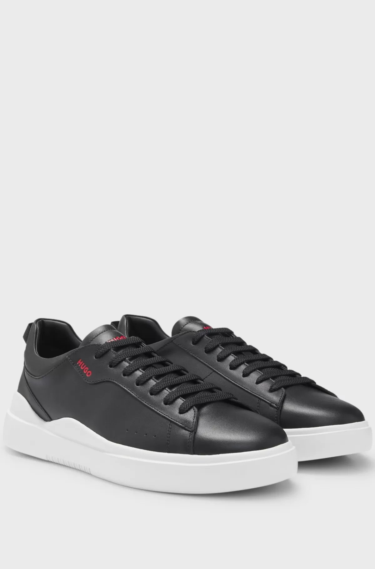 HUGO BOSS Sneakers Med Kopsål Af Glat Læder Sort Clearance