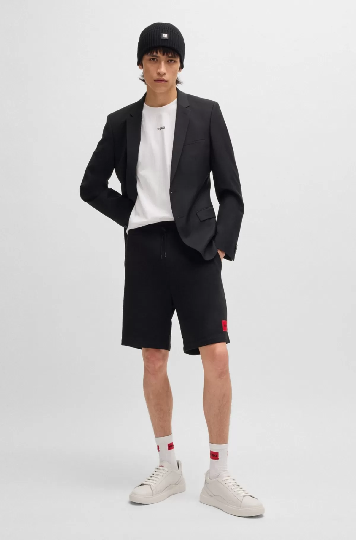 HUGO BOSS Sneakers Med Kopsål Af Glat Læder Hvid Clearance