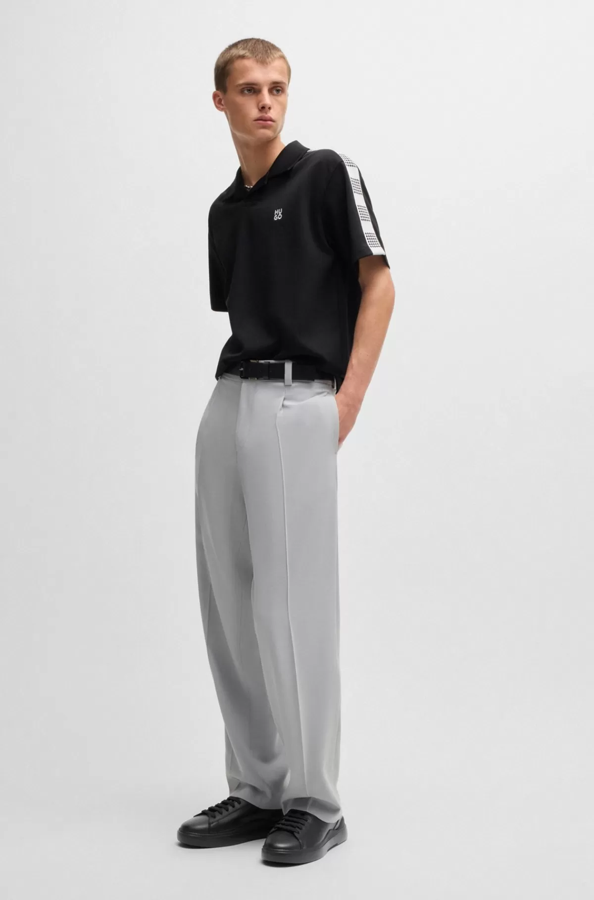 HUGO BOSS Sneakers Med Kopsål Af Glat Læder Sort Fashion