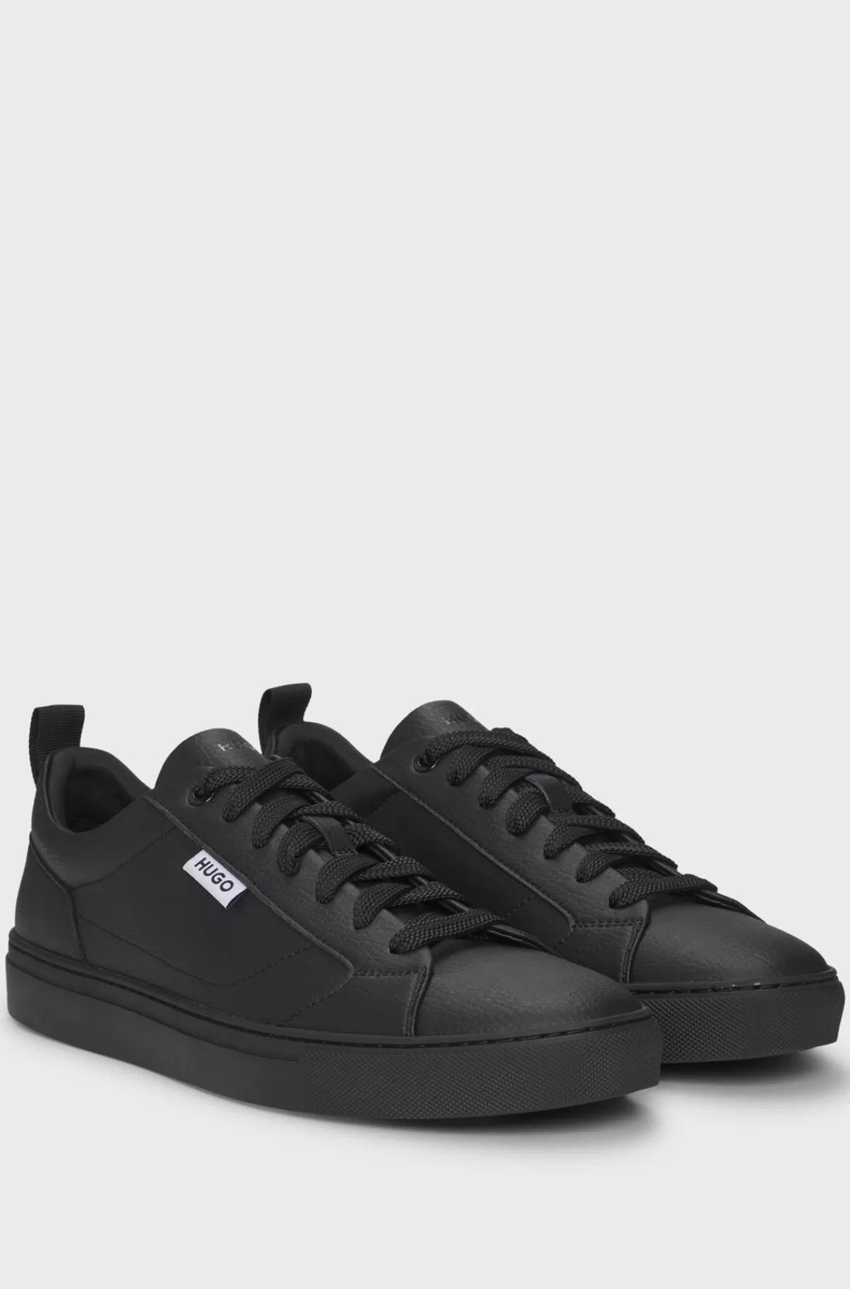HUGO BOSS Sneakers Med Lav Profil I Imiteret Narvlæder Sort Cheap