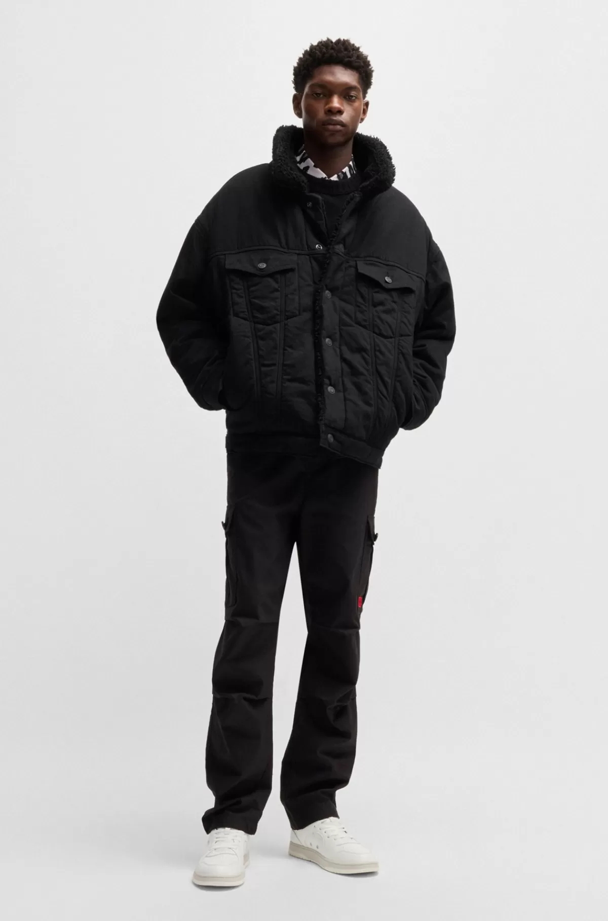 HUGO BOSS Sneakers Med Nubuckeffekt Og Signaturydersål Hvid Clearance