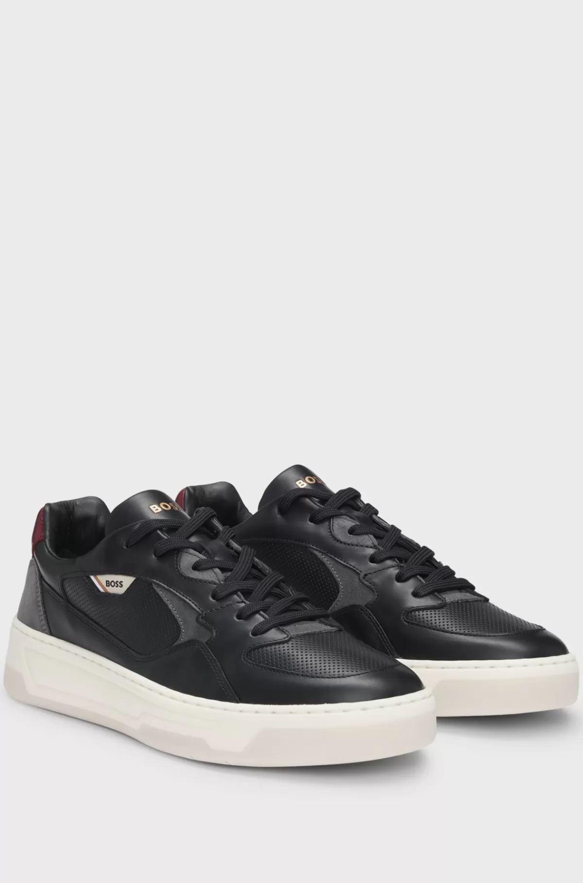 HUGO BOSS Sneakers Med Paneler I Blandet Læder Sort New
