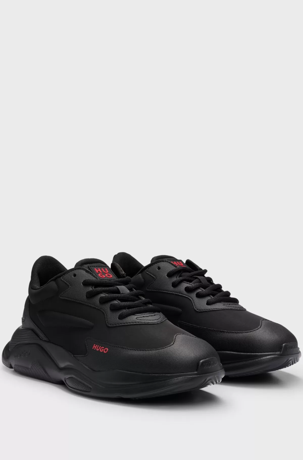 HUGO BOSS Sneakers Med Snørebånd I Blandede Materialer Med Imiteret Læder Sort Best