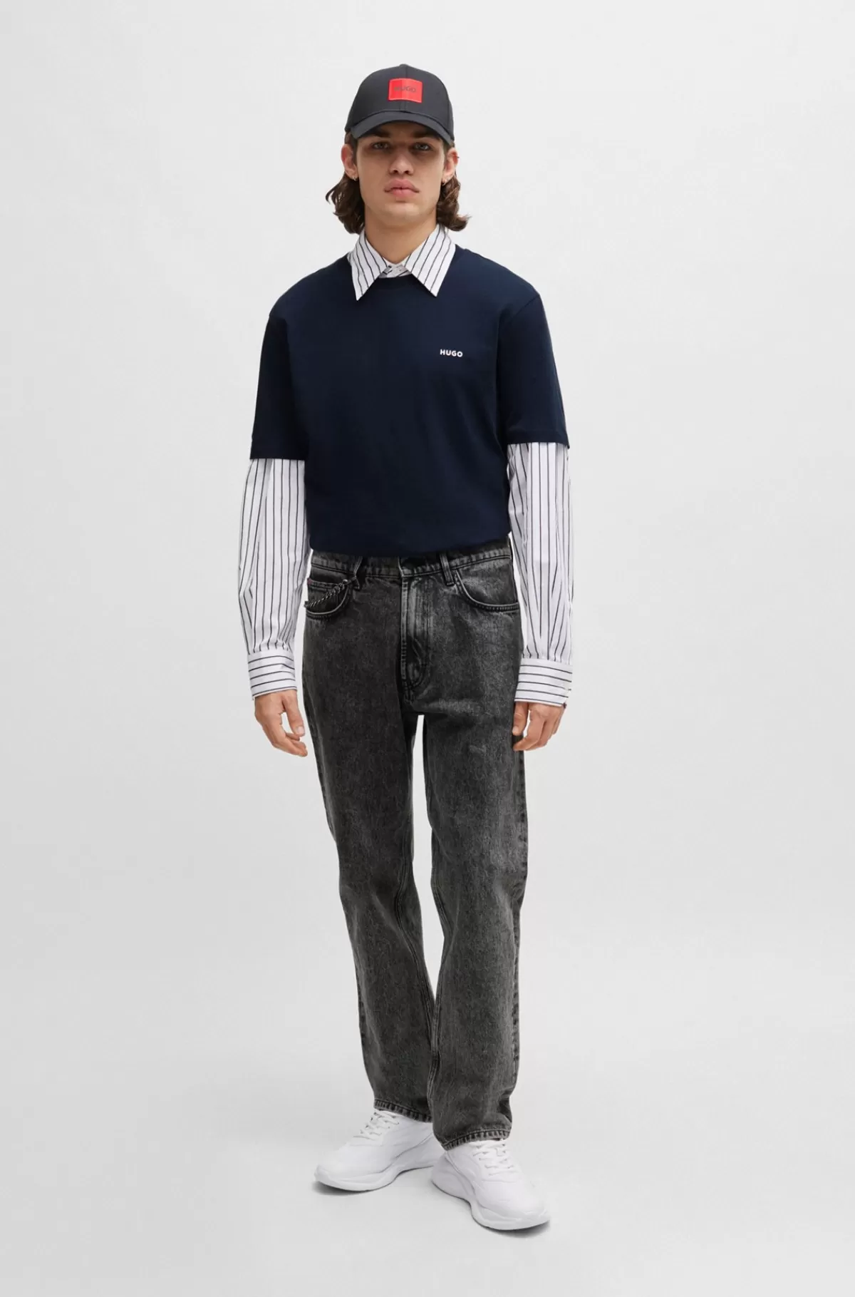 HUGO BOSS Sneakers Med Snørebånd I Blandede Materialer Med Imiteret Læder Hvid Flash Sale