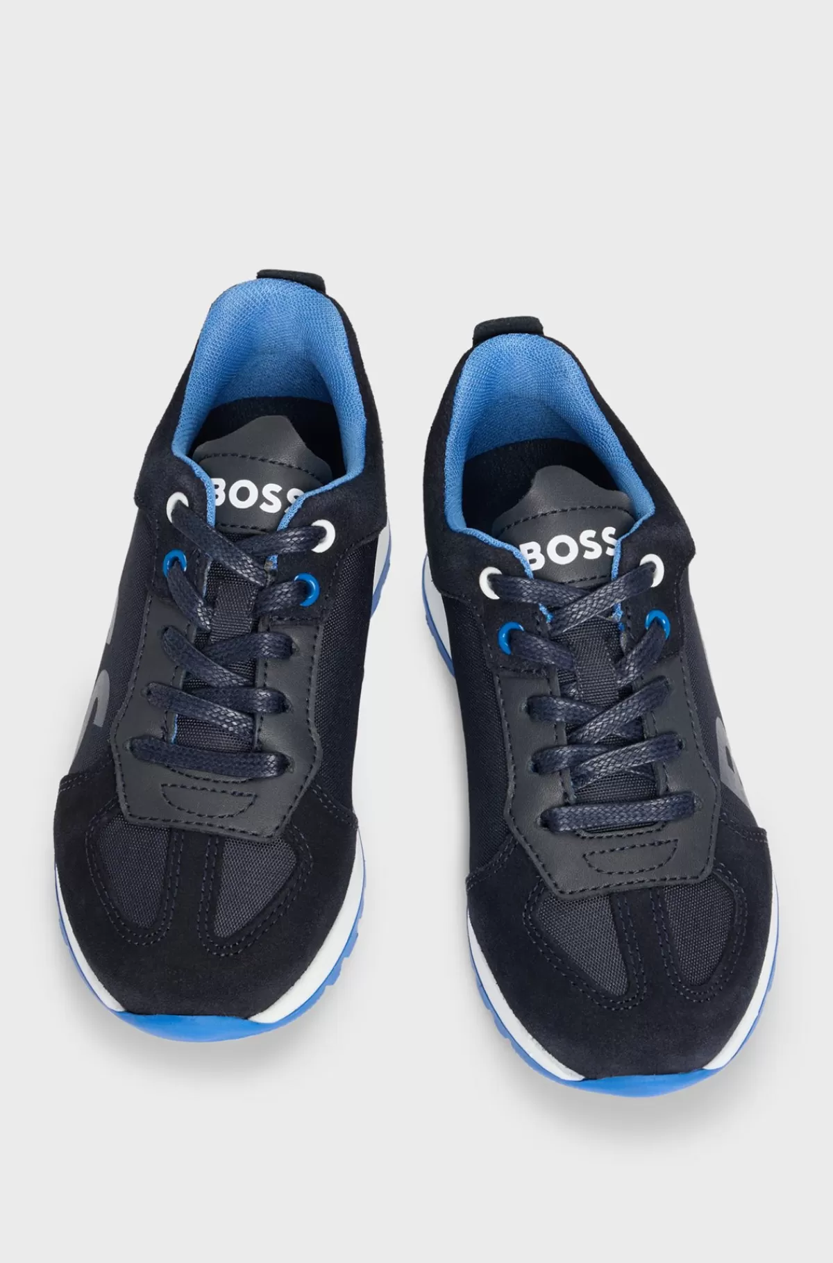 HUGO BOSS Sneakers Til Børn I Blandede Materialer Med Læderdetaljer Mørkeblå Cheap