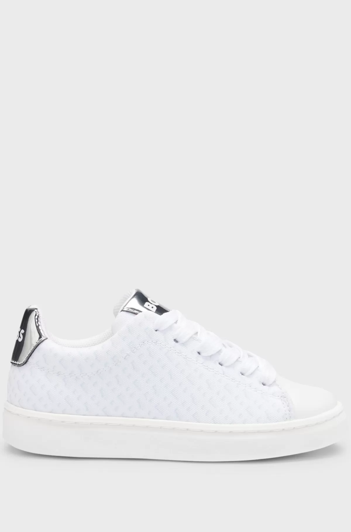 HUGO BOSS Sneakers Til Børn I Monogramkanvas Med Metallisk Imiteret Læder Hvid Cheap