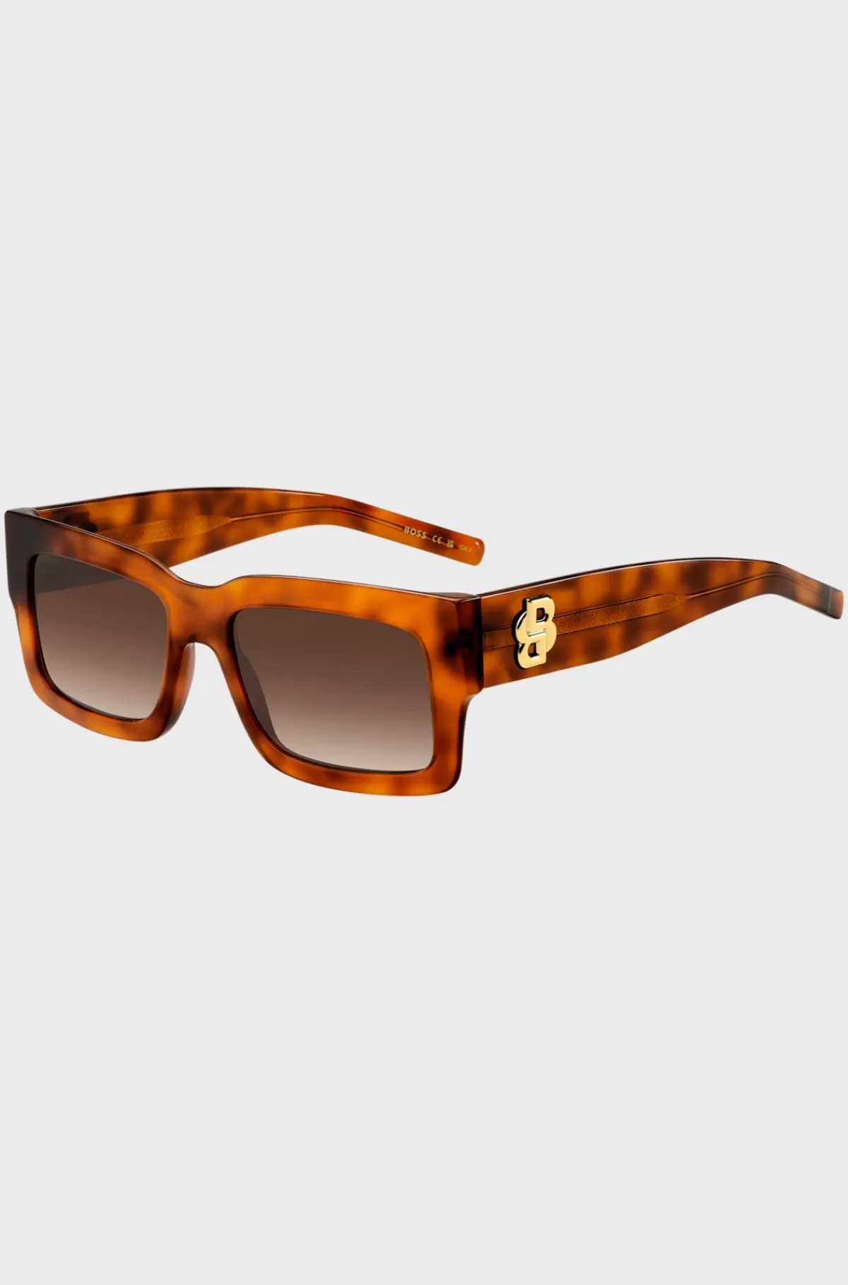 HUGO BOSS Solbriller I Havana-acetat Med Dobbelt B-monogram Mønstret Best Sale