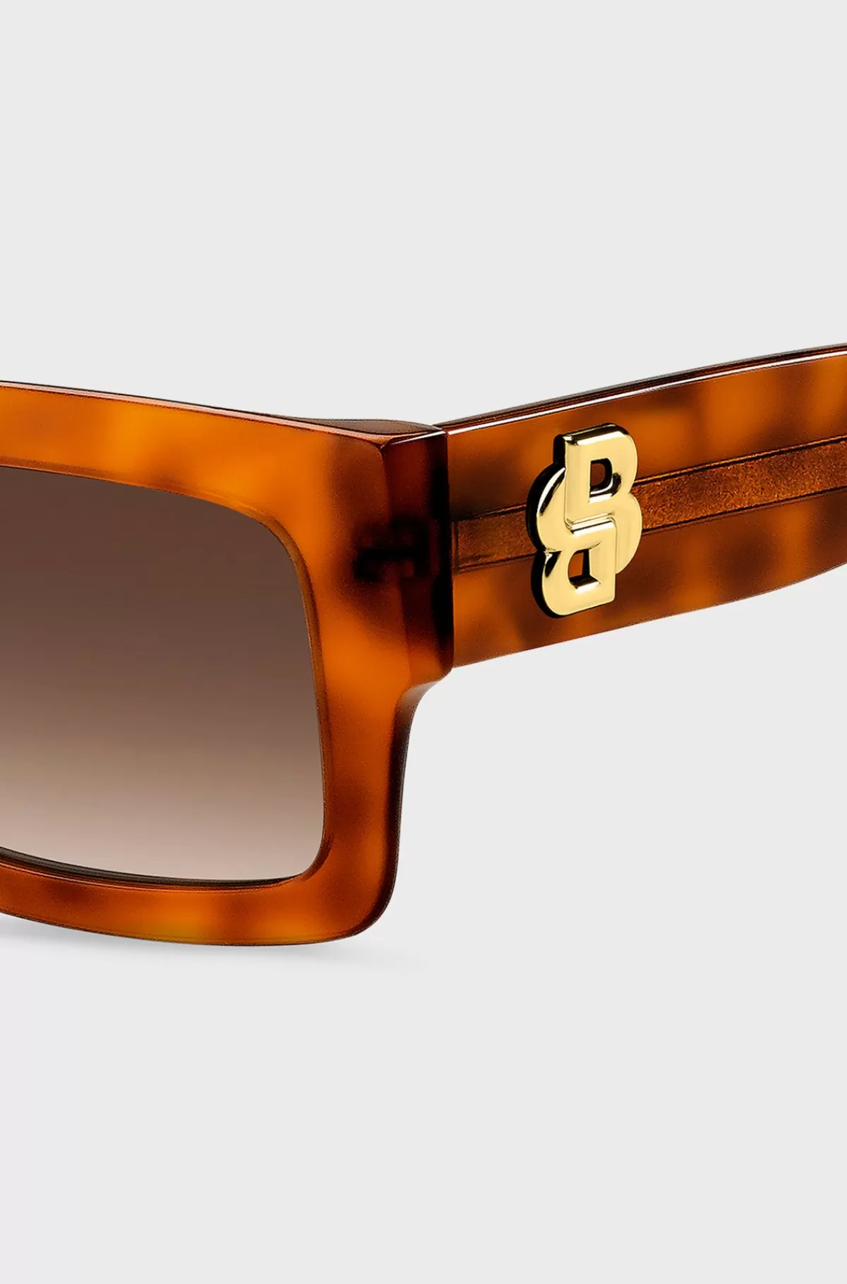 HUGO BOSS Solbriller I Havana-acetat Med Dobbelt B-monogram Mønstret Best Sale