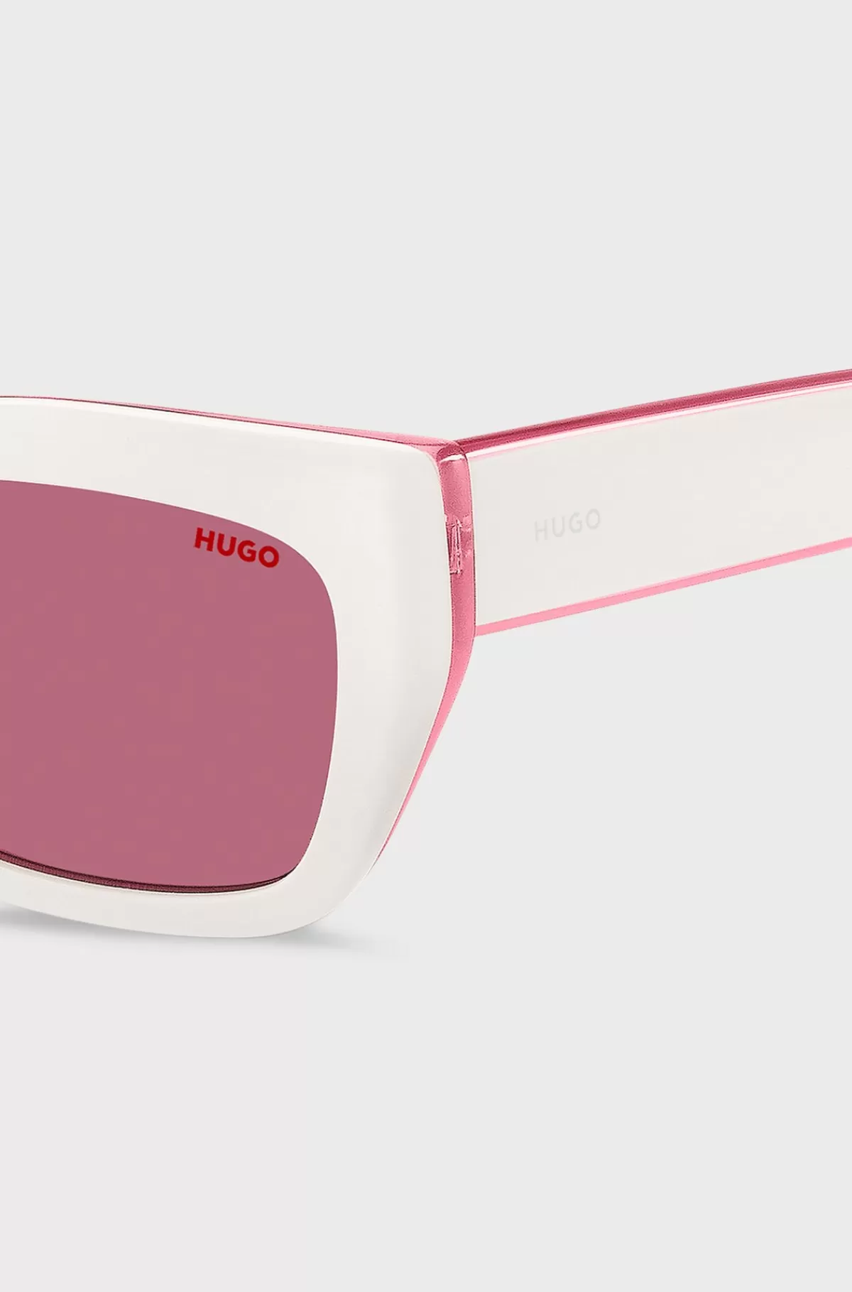 HUGO BOSS Solbriller I Hvidt Acetat Med Lyserøde Kontraster Lys pink New