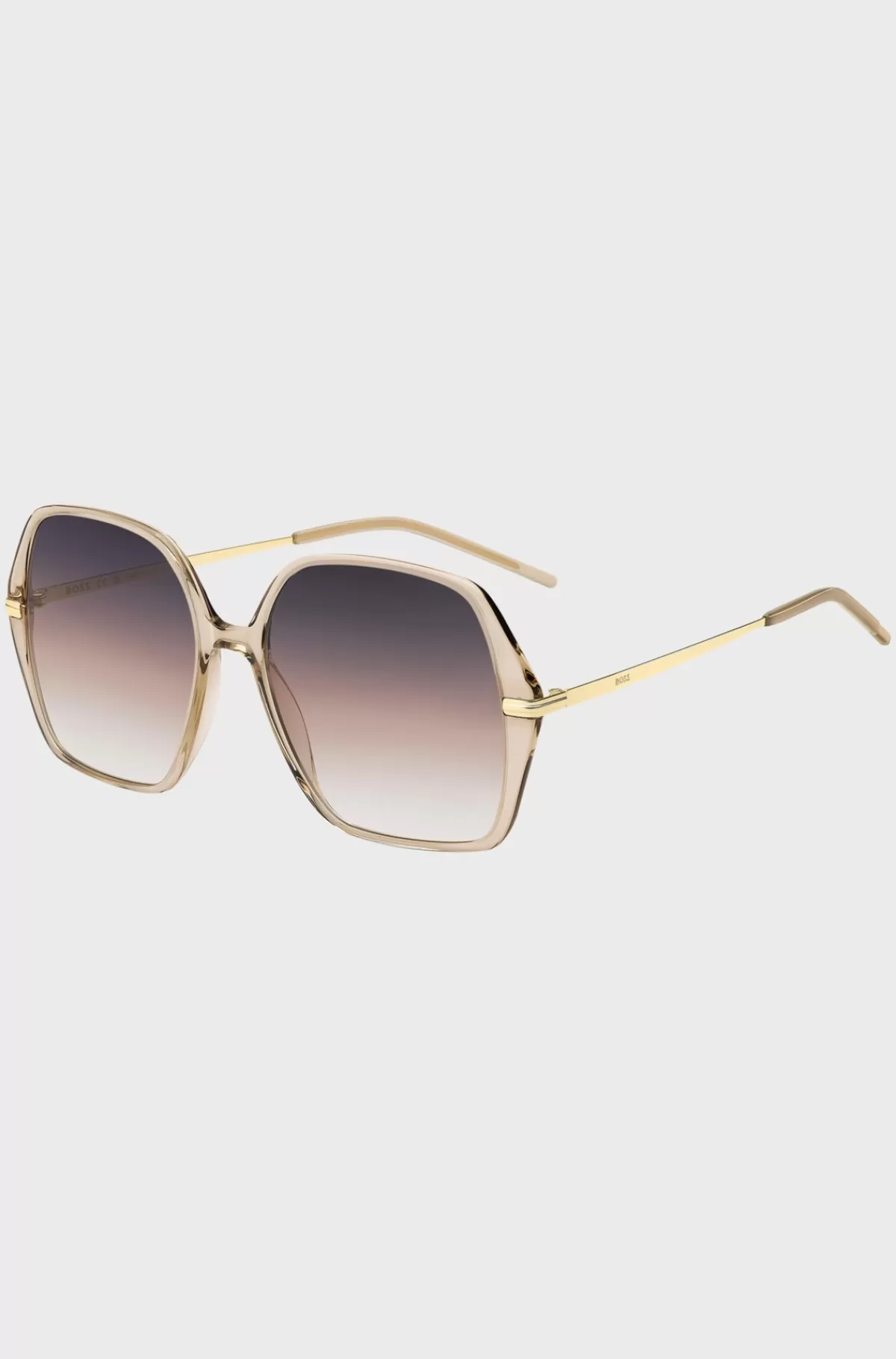 HUGO BOSS Solbriller I Pudderfarvet Acetat Med Guldfarvede Stænger Lys beige Shop