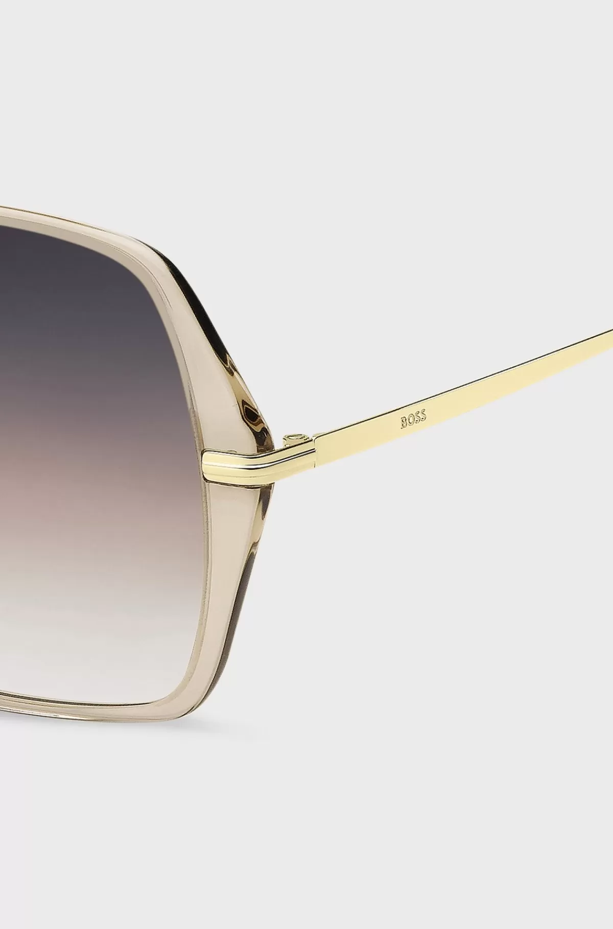 HUGO BOSS Solbriller I Pudderfarvet Acetat Med Guldfarvede Stænger Lys beige Shop