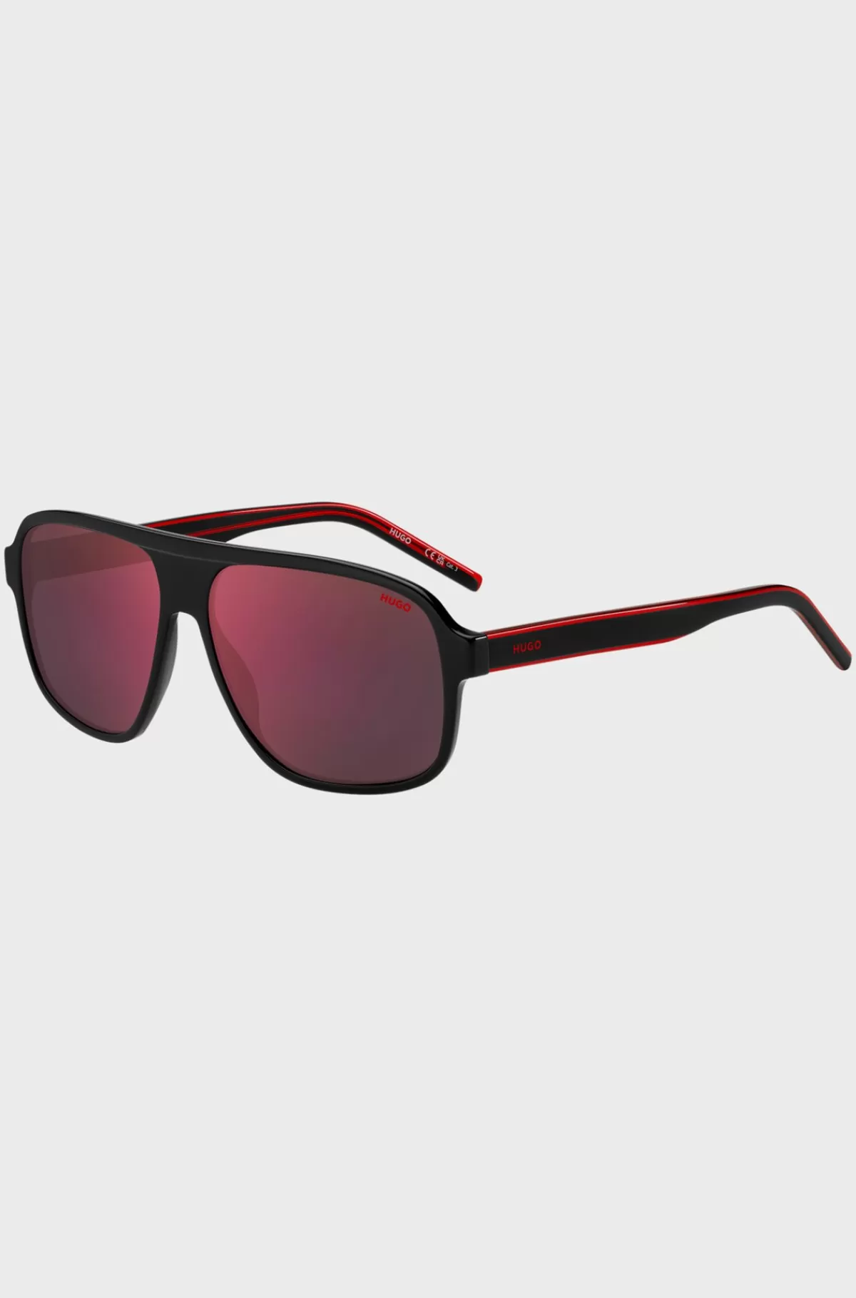 HUGO BOSS Solbriller I Acetat Med Røde Glas Sort New