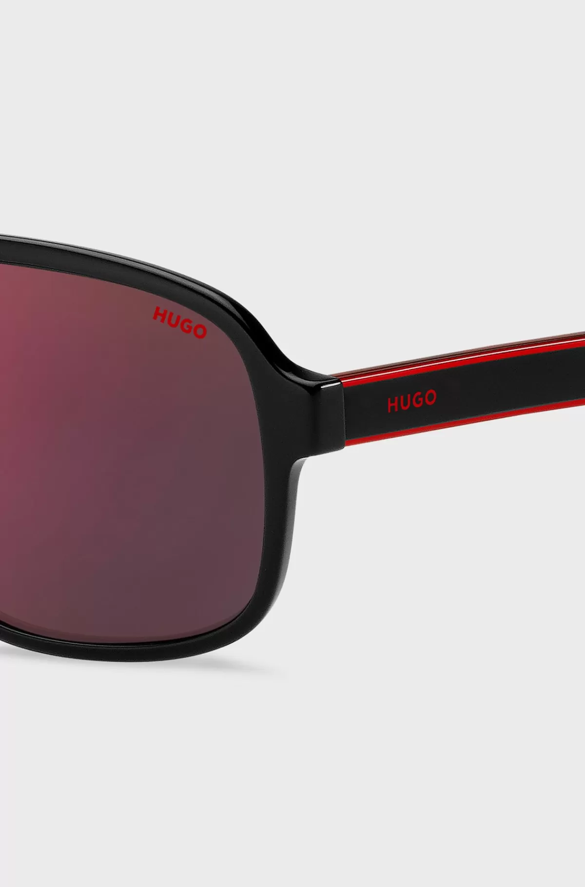 HUGO BOSS Solbriller I Acetat Med Røde Glas Sort New