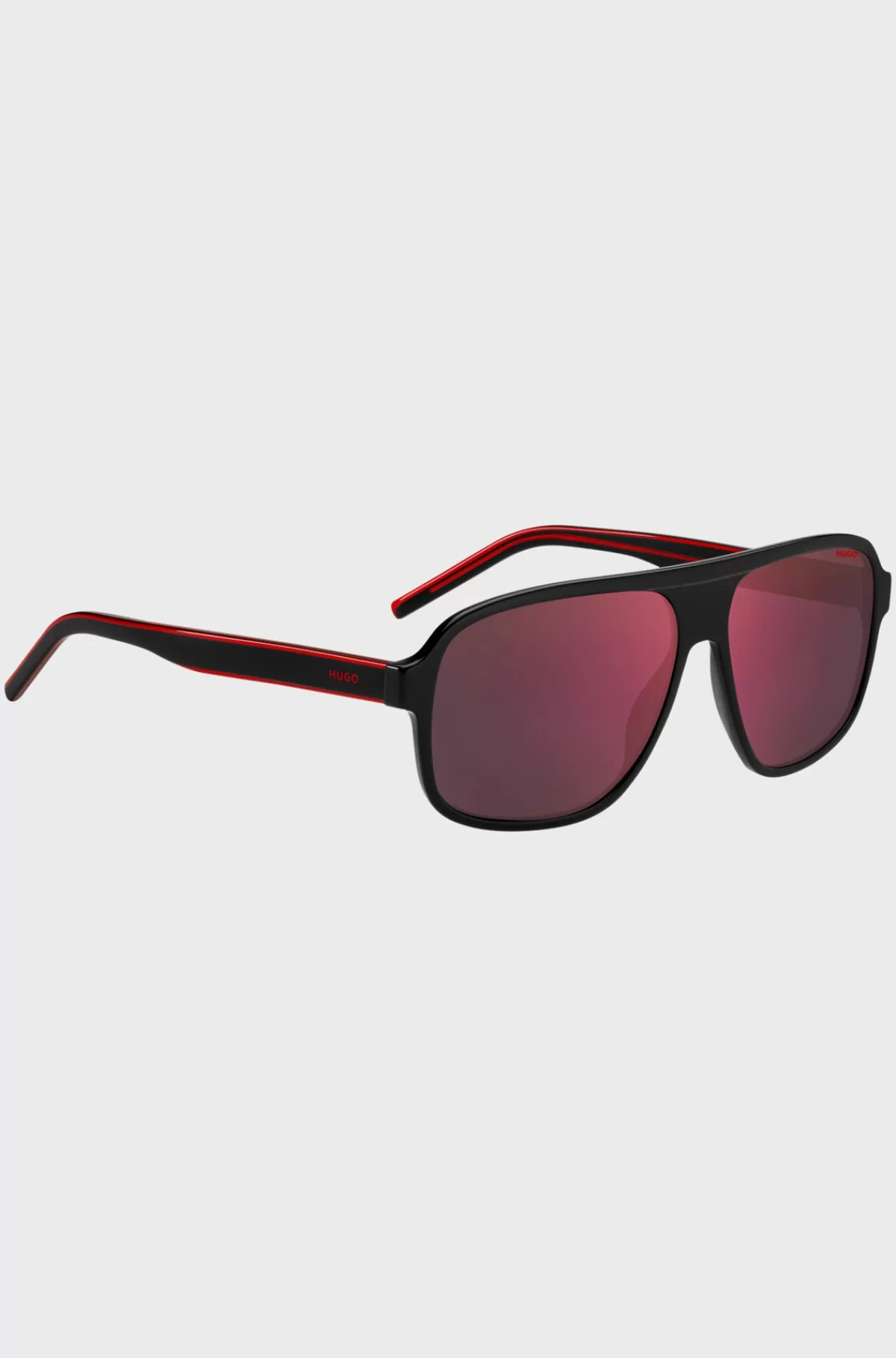 HUGO BOSS Solbriller I Acetat Med Røde Glas Sort New