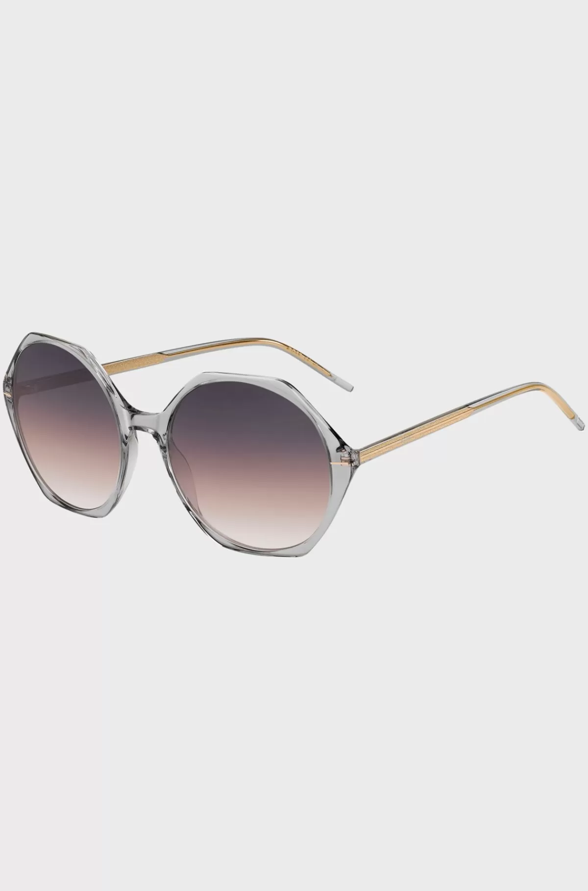 HUGO BOSS Solbriller I Transparent Acetat Med Sekskantet Stel Lysegrå Sale