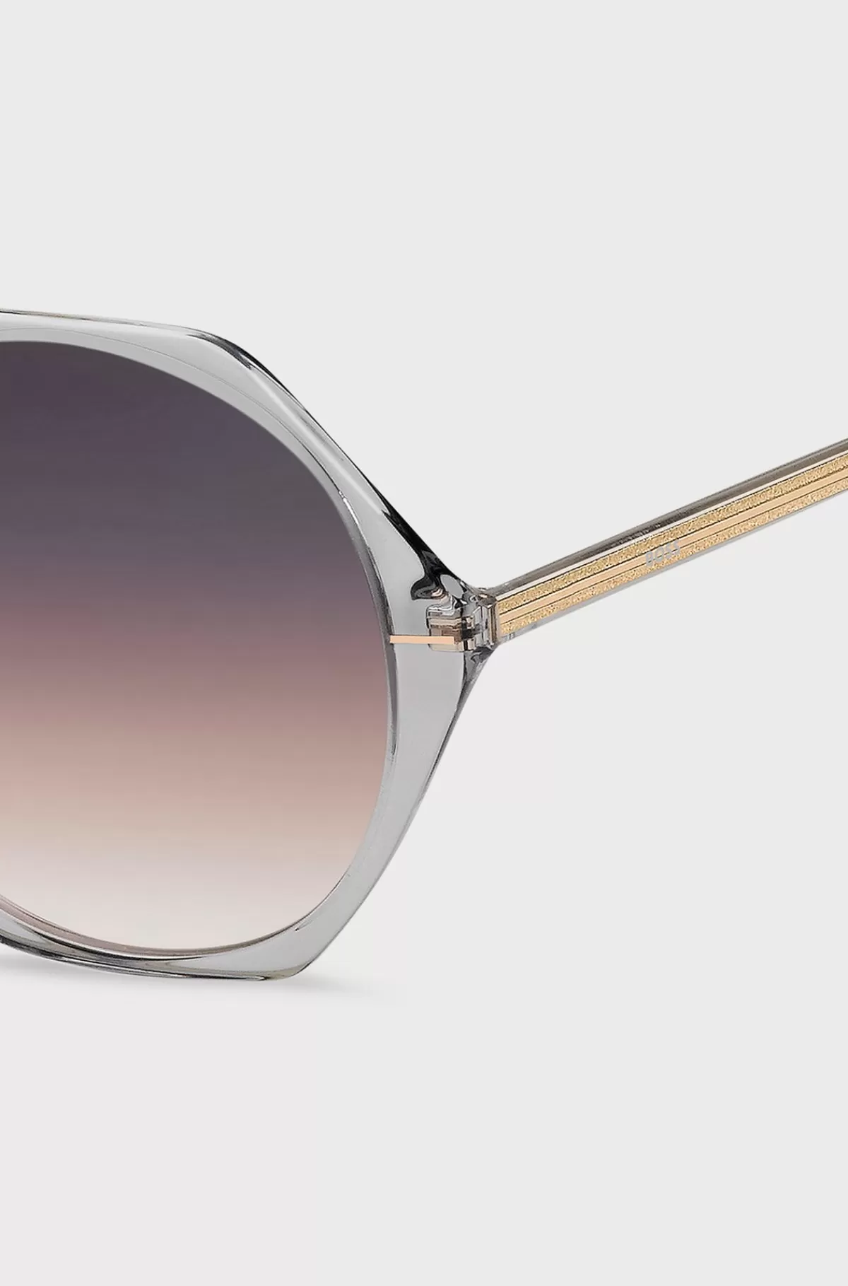 HUGO BOSS Solbriller I Transparent Acetat Med Sekskantet Stel Lysegrå Sale
