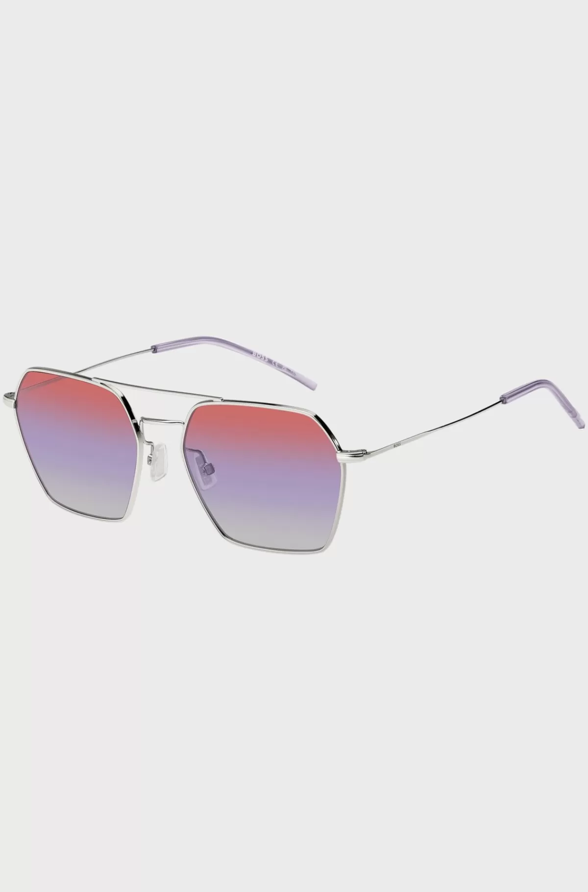 HUGO BOSS Solbriller Med Dobbelt Bro Og Flerfarvede Glas Sølv Clearance