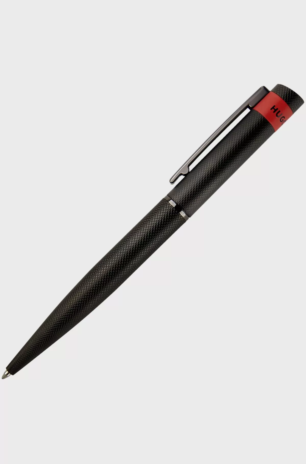 HUGO BOSS Kuglepen Med Mat Diamantskåret Mønster Sort New