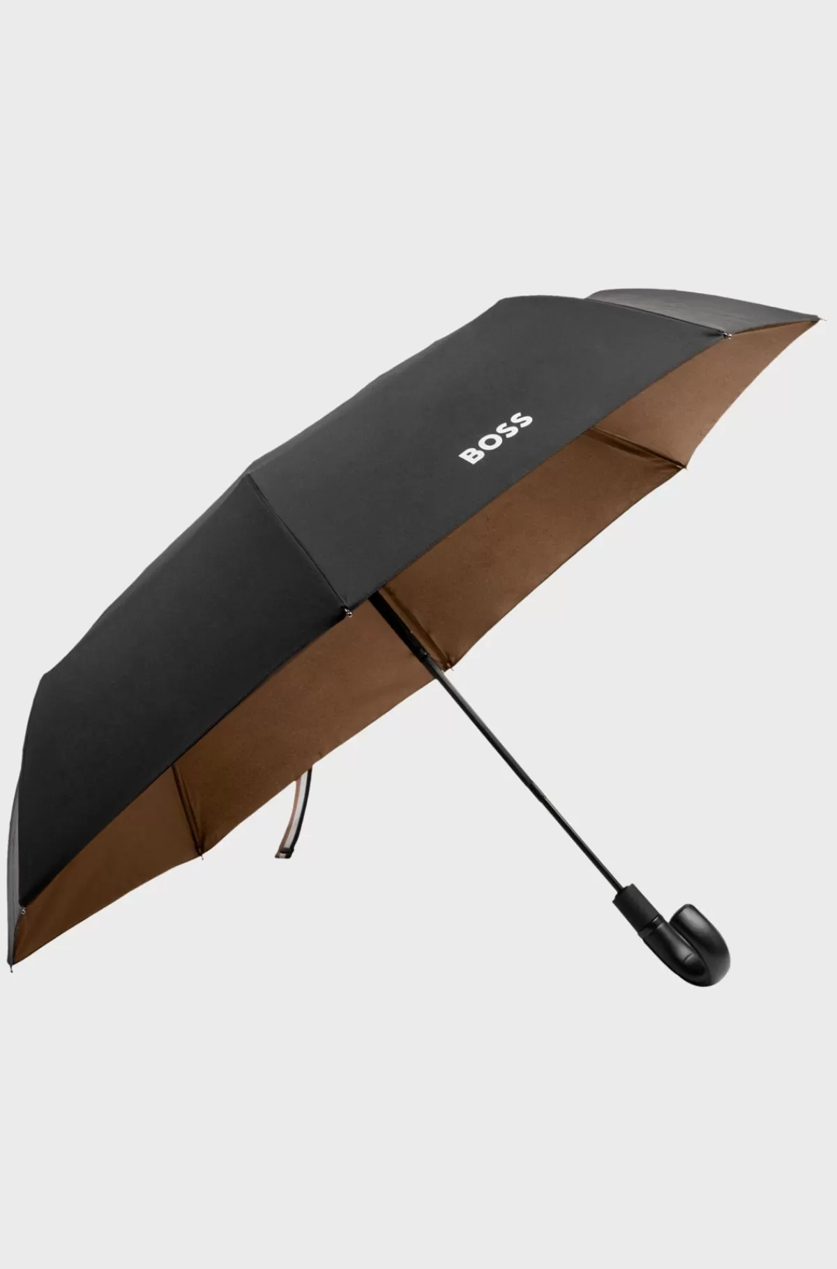 HUGO BOSS Lommeparaply Med Camelfarvet Inderside Sort Shop