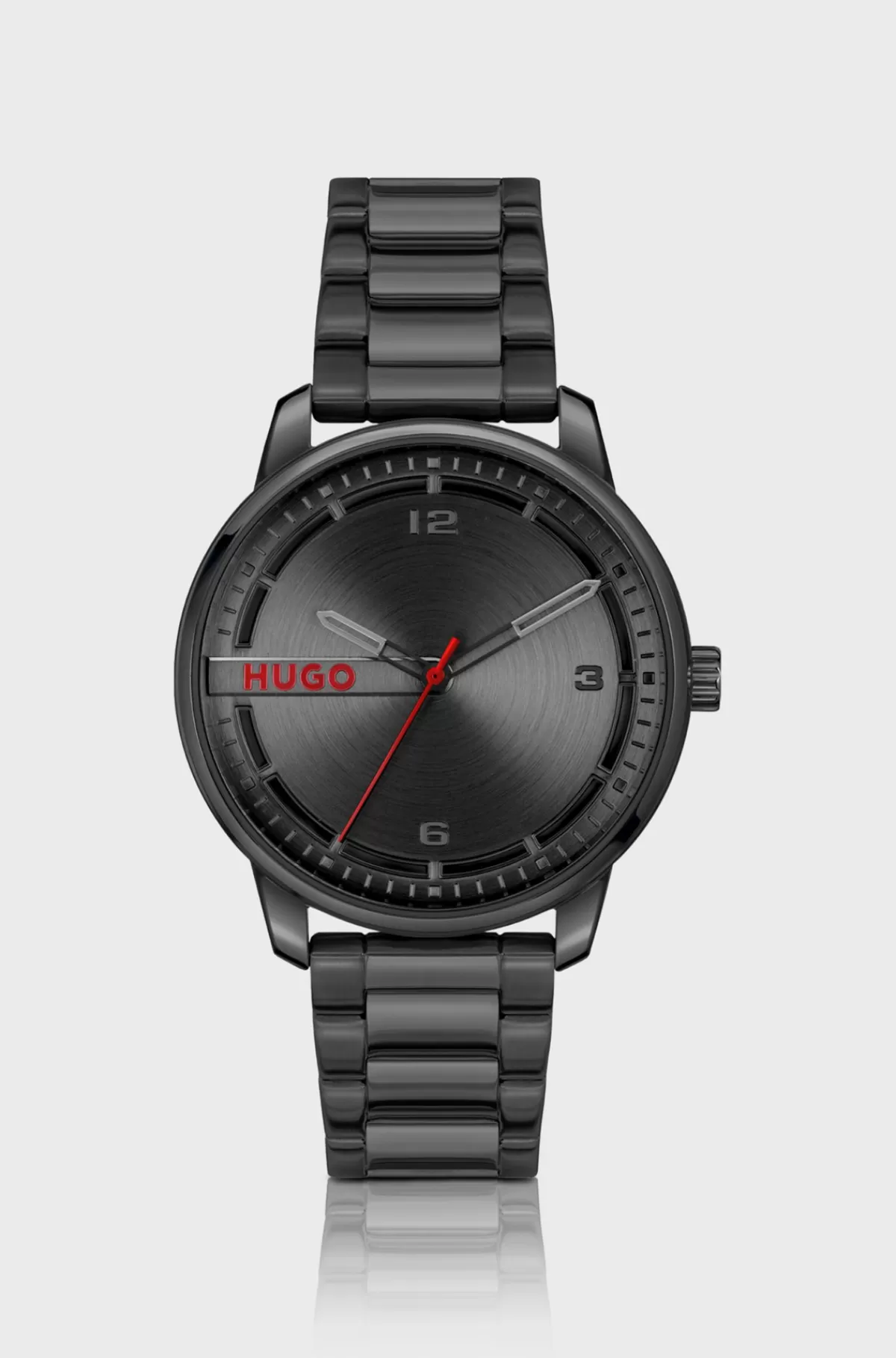 HUGO BOSS Stålur Med Cirkelbørstet Urskive Sort Fashion