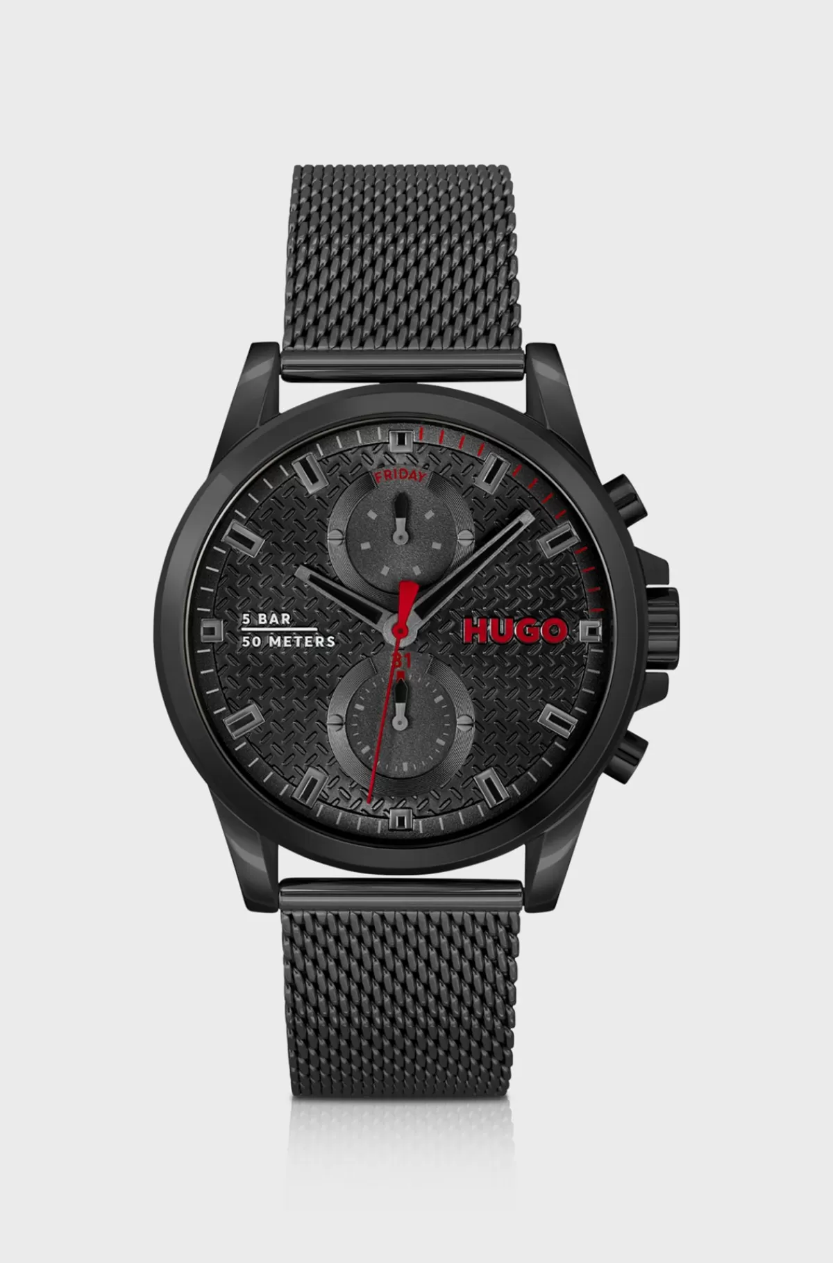 HUGO BOSS -belagt Ur Med Net-rem Sort Cheap