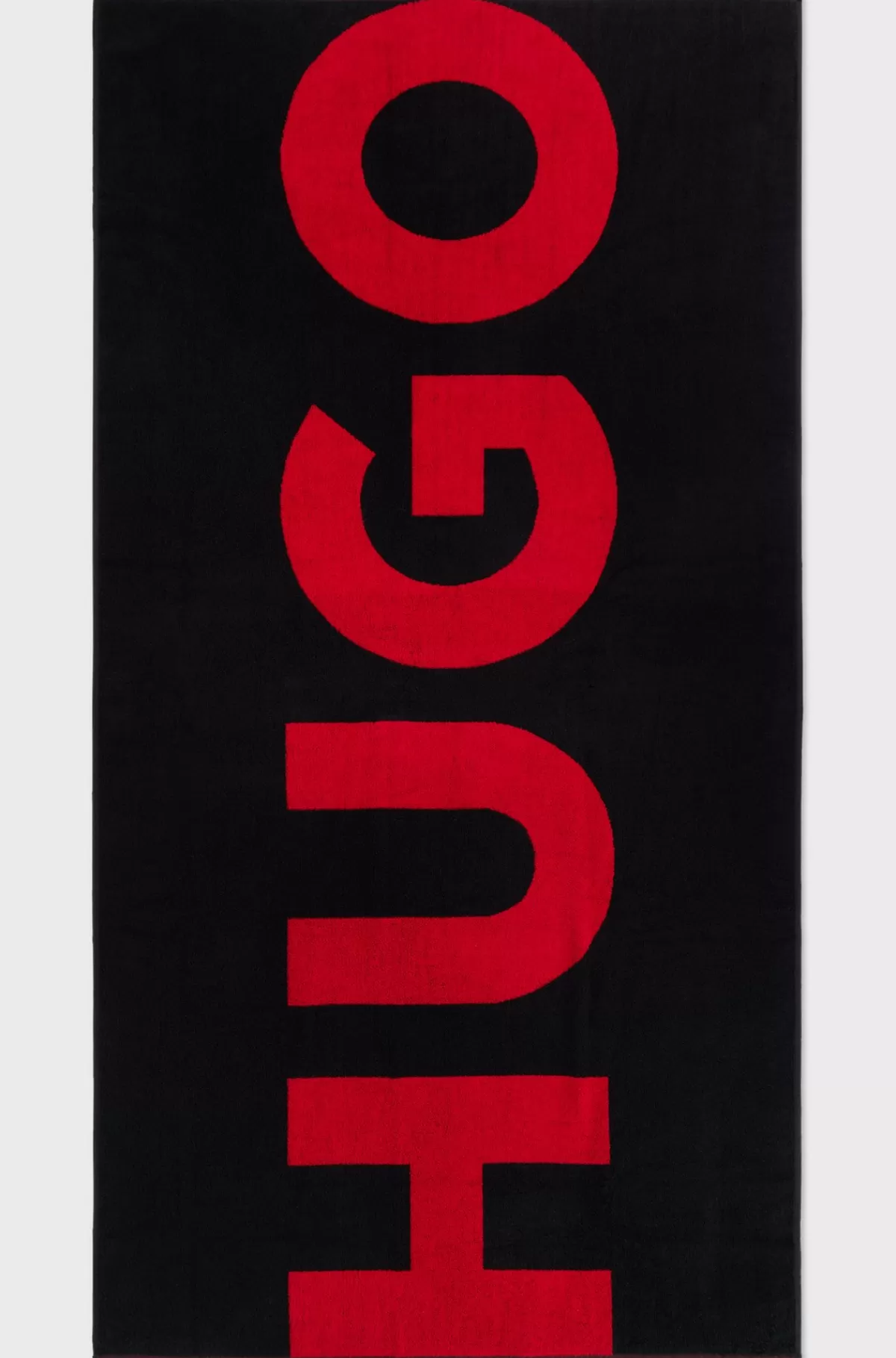 HUGO BOSS Strandhåndklæde I Bomuldsfrotté Med Stort Logo Sort Flash Sale