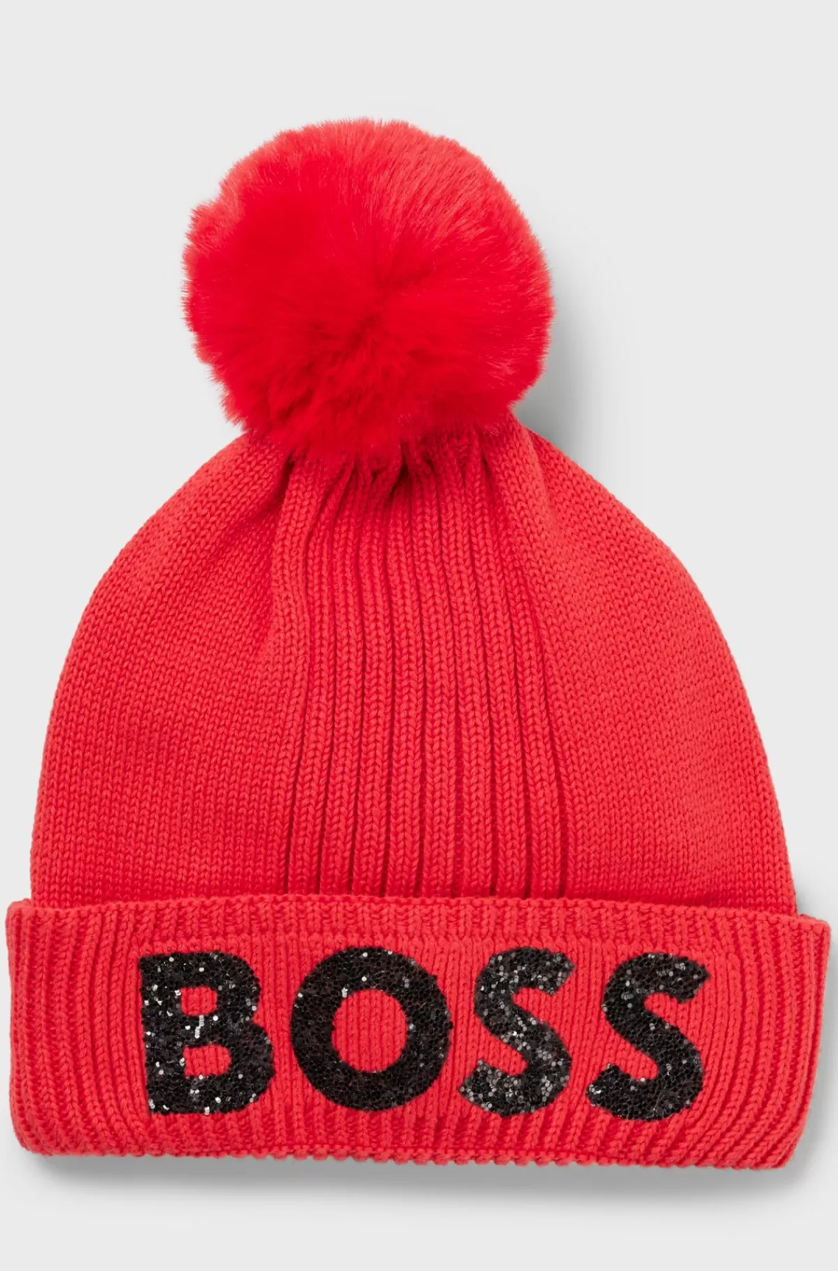 HUGO BOSS Strikhue Til Børn I Bomuld Med Glitterlogo Rød Cheap