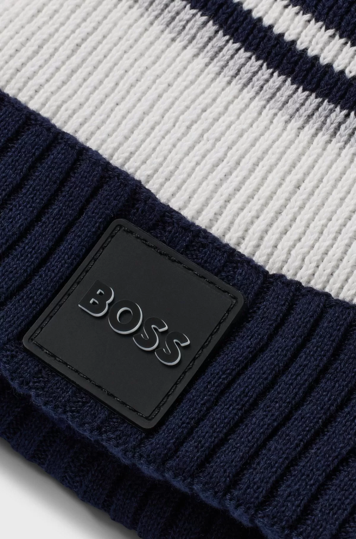 HUGO BOSS Strikhue Til Børn I Strikket Bomuld Med Pompon Mørkeblå Shop