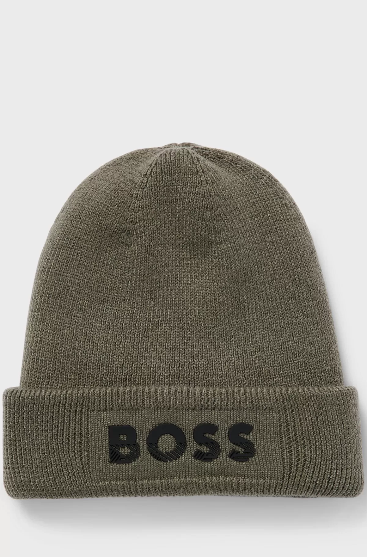 HUGO BOSS Strikket Hue Til Børn Med Gummitrykt Logo Mørkegrøn Sale