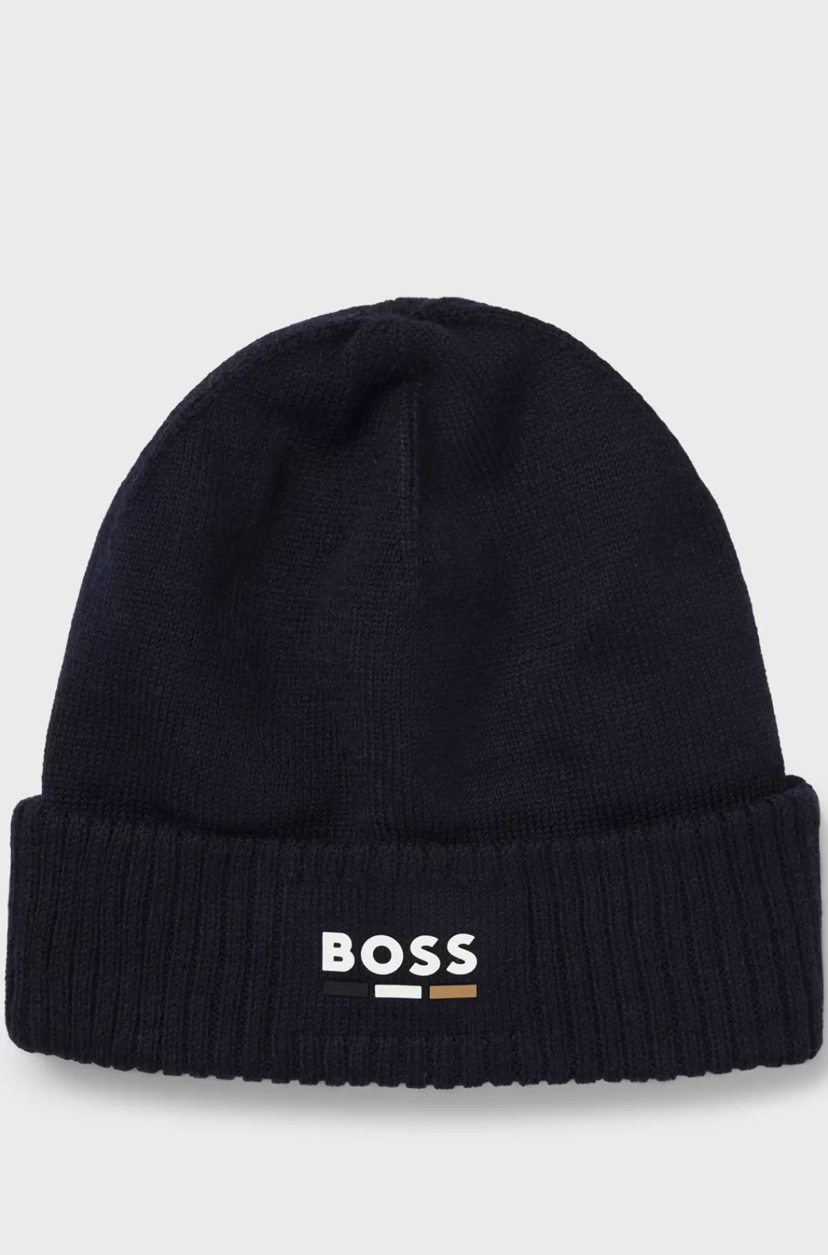 HUGO BOSS Strikket Hue Til Børn Med Logo Med Gummieffekt Mørkeblå Cheap