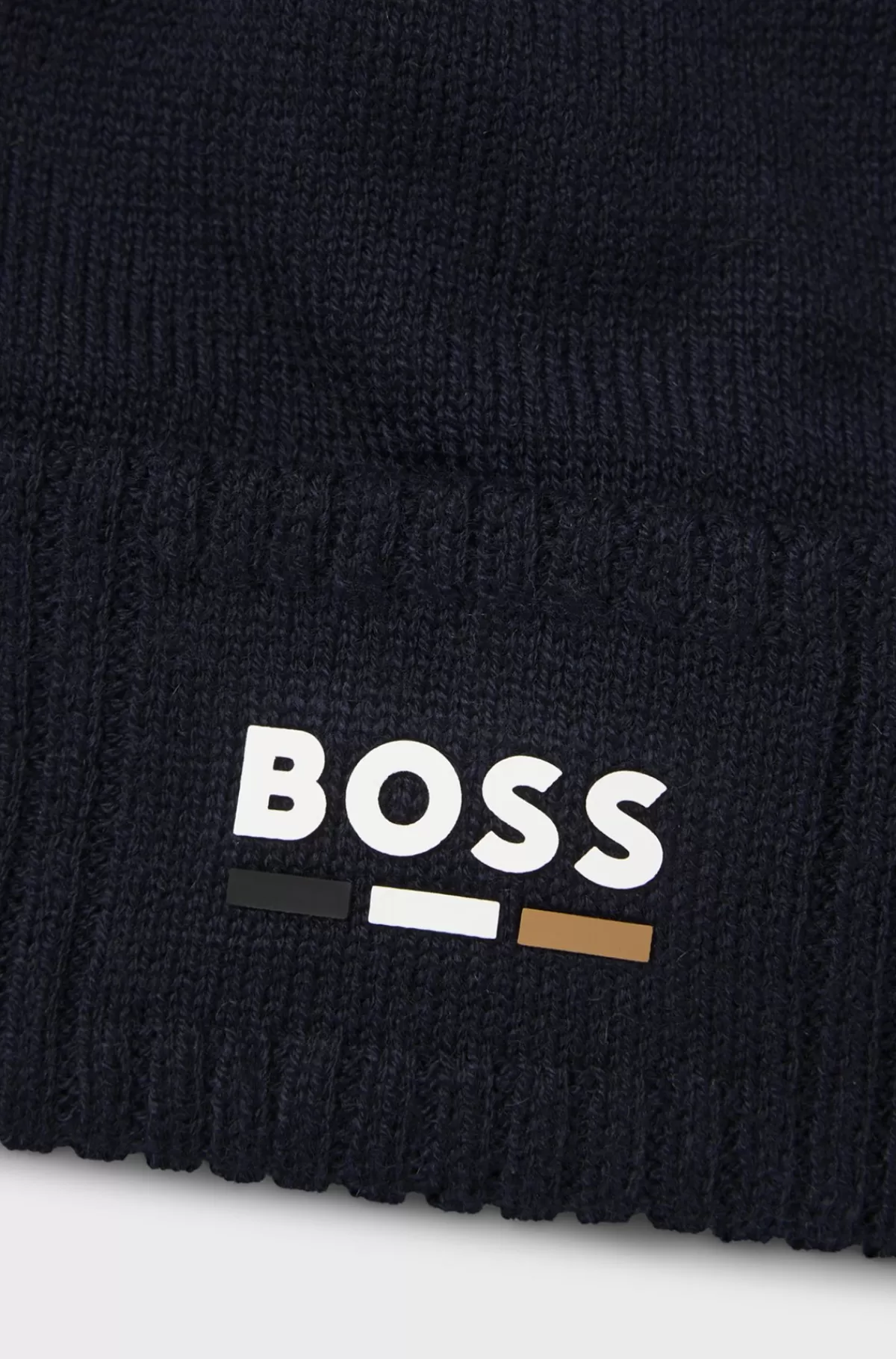 HUGO BOSS Strikket Hue Til Børn Med Logo Med Gummieffekt Mørkeblå Cheap