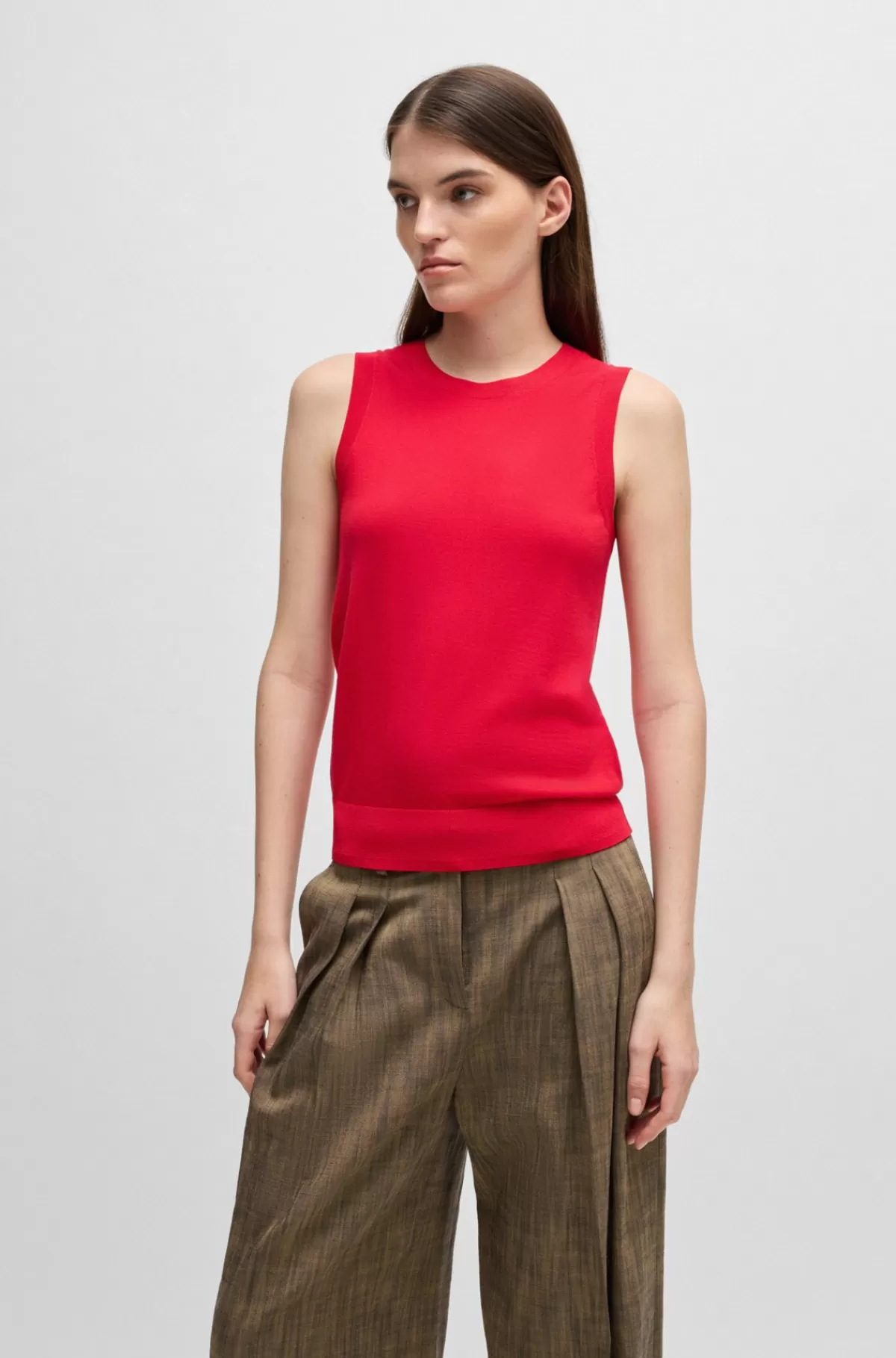 HUGO BOSS Strikket Top Af Ny Uld Rød Cheap