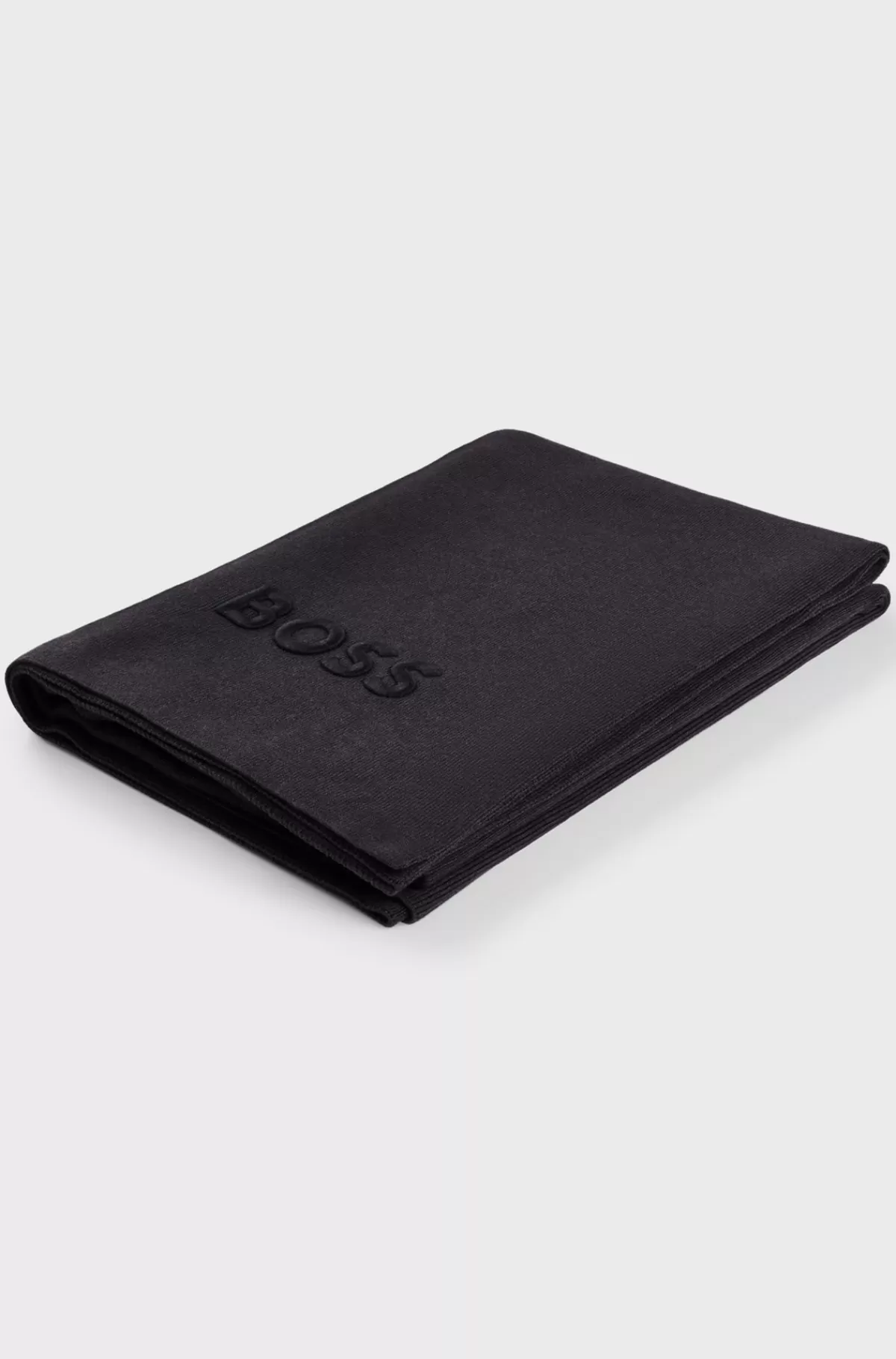HUGO BOSS Strikket Tæppe Med Broderet Logo Mørkegrå Shop