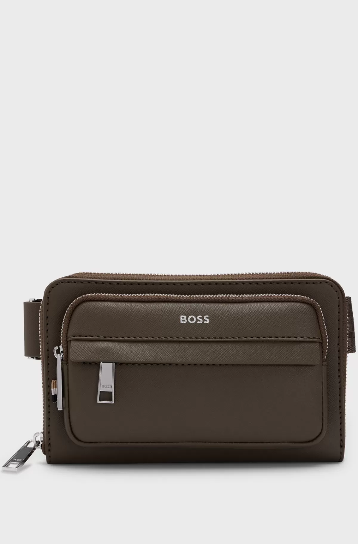 HUGO BOSS Struktureret Crossbody-taske Med Brandede Detaljer Grøn Fashion