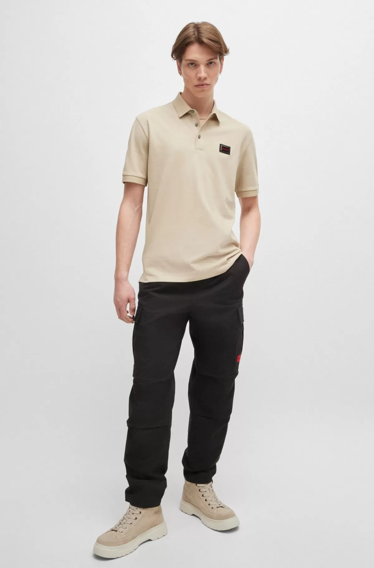 HUGO BOSS Støvler I Ruskind Med Høj Profil Og Logo Beige Store