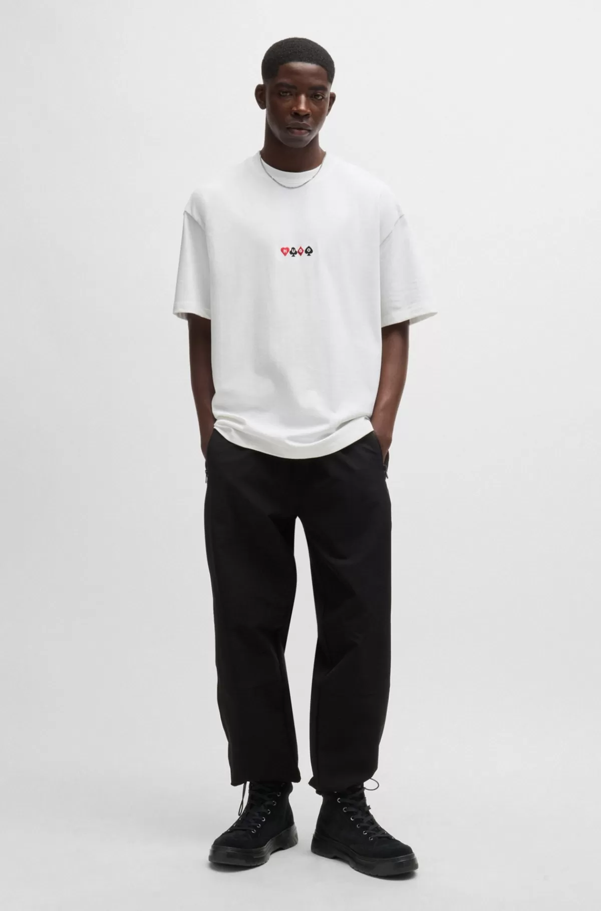 HUGO BOSS Støvler I Ruskind Med Høj Profil Og Logo Sort Cheap