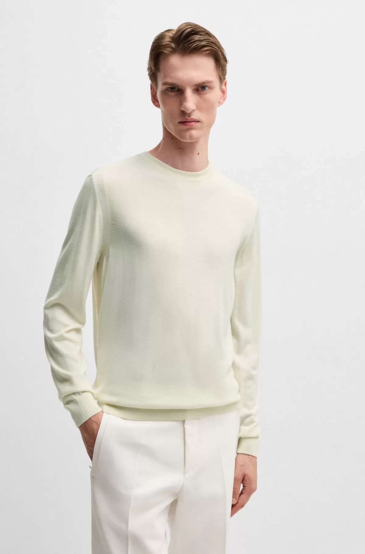 HUGO BOSS Sweater I Regular Fit I Uld, Silke Og Kashmir Naturlig Best Sale