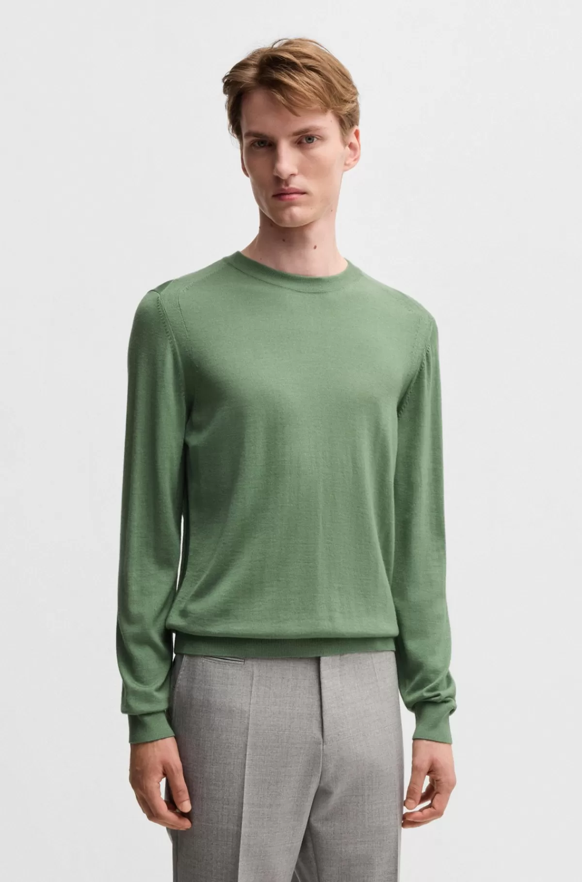 HUGO BOSS Sweater I Regular Fit I Uld, Silke Og Kashmir Grøn New
