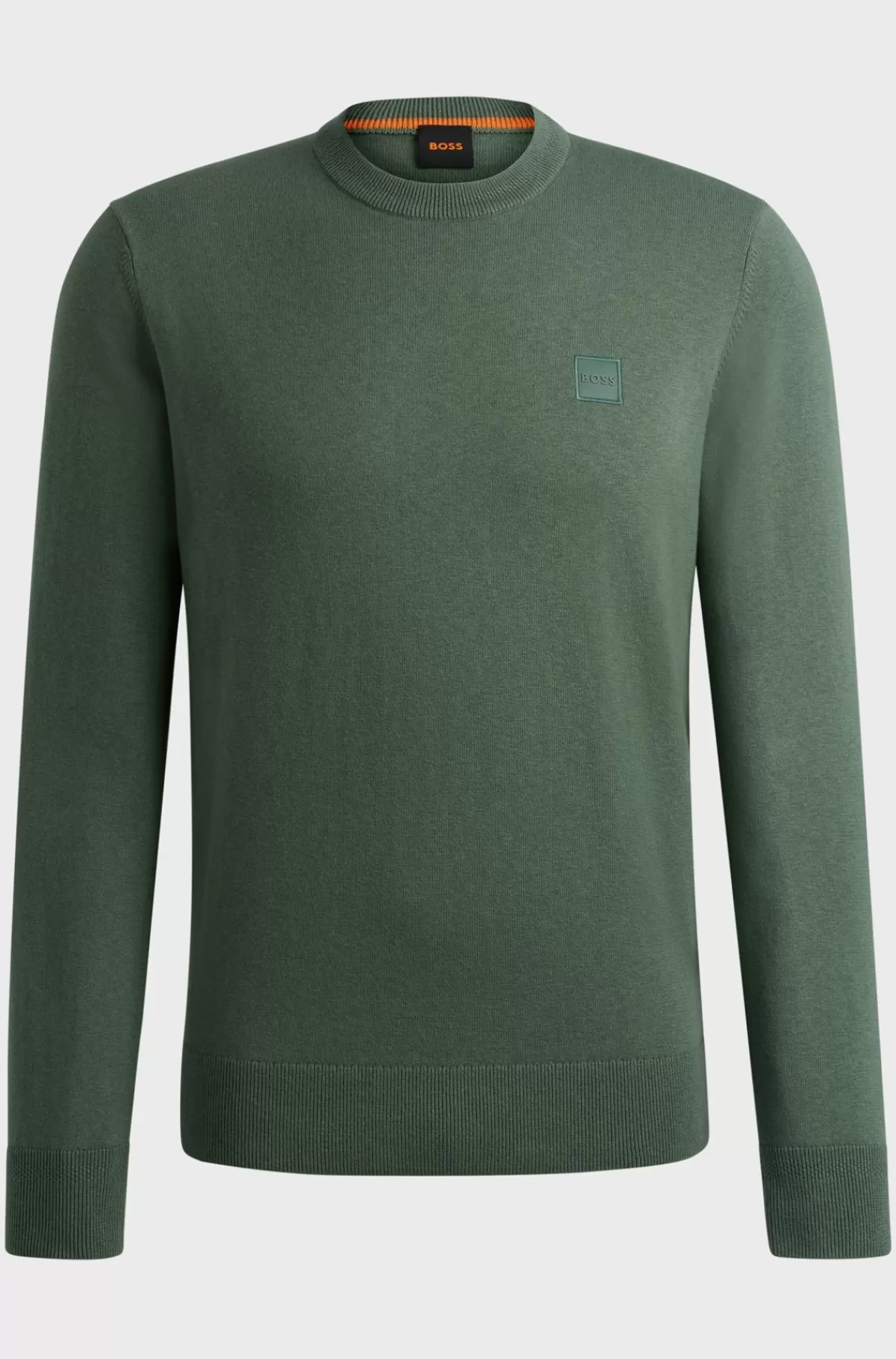 HUGO BOSS Sweater Med Crew Neck Og Logo I Bomuld Og Kashmir Grøn Online