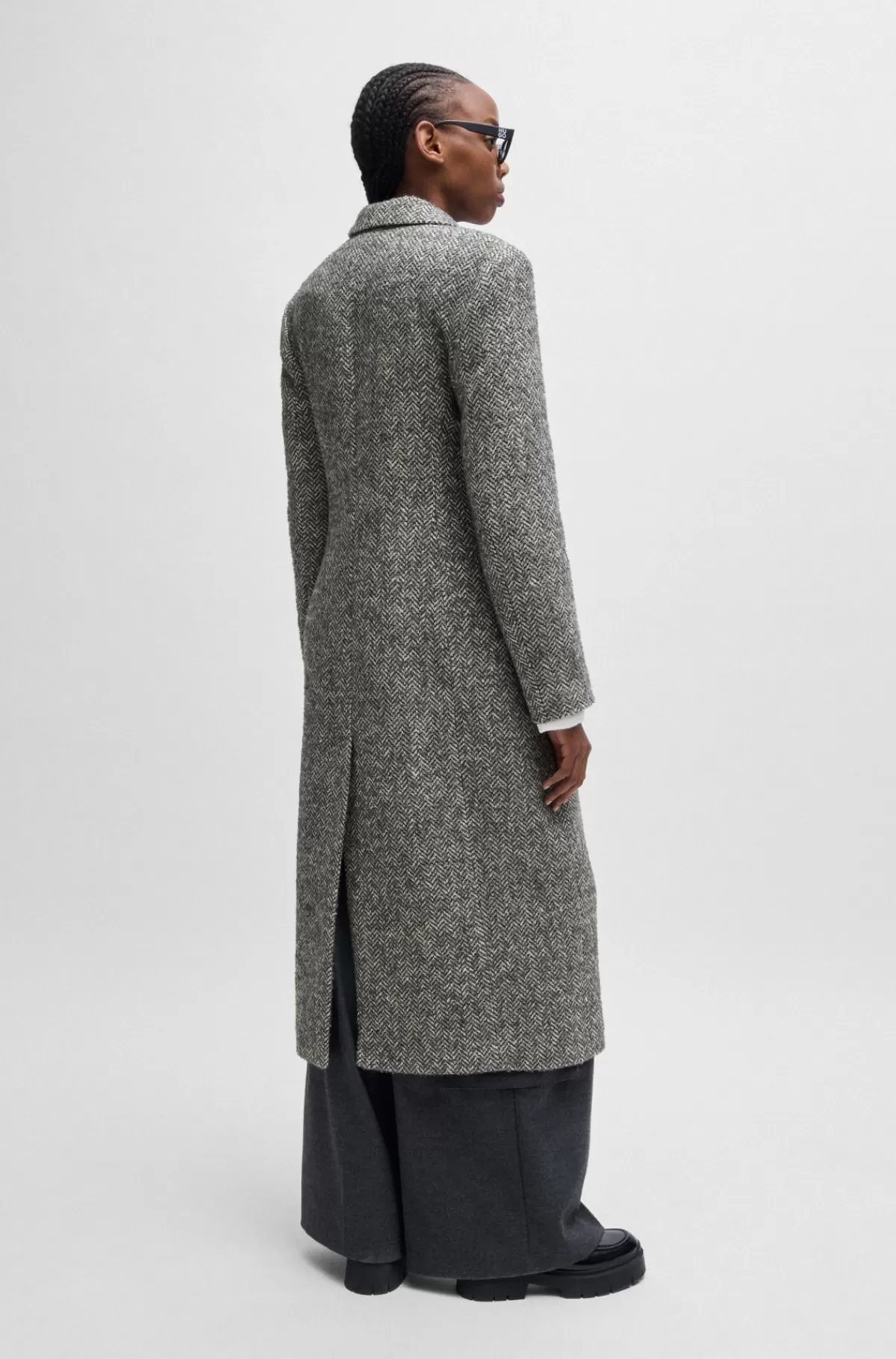HUGO BOSS Sweater Med Regular Fit Og Sildebensstruktur Grå mønstret Flash Sale