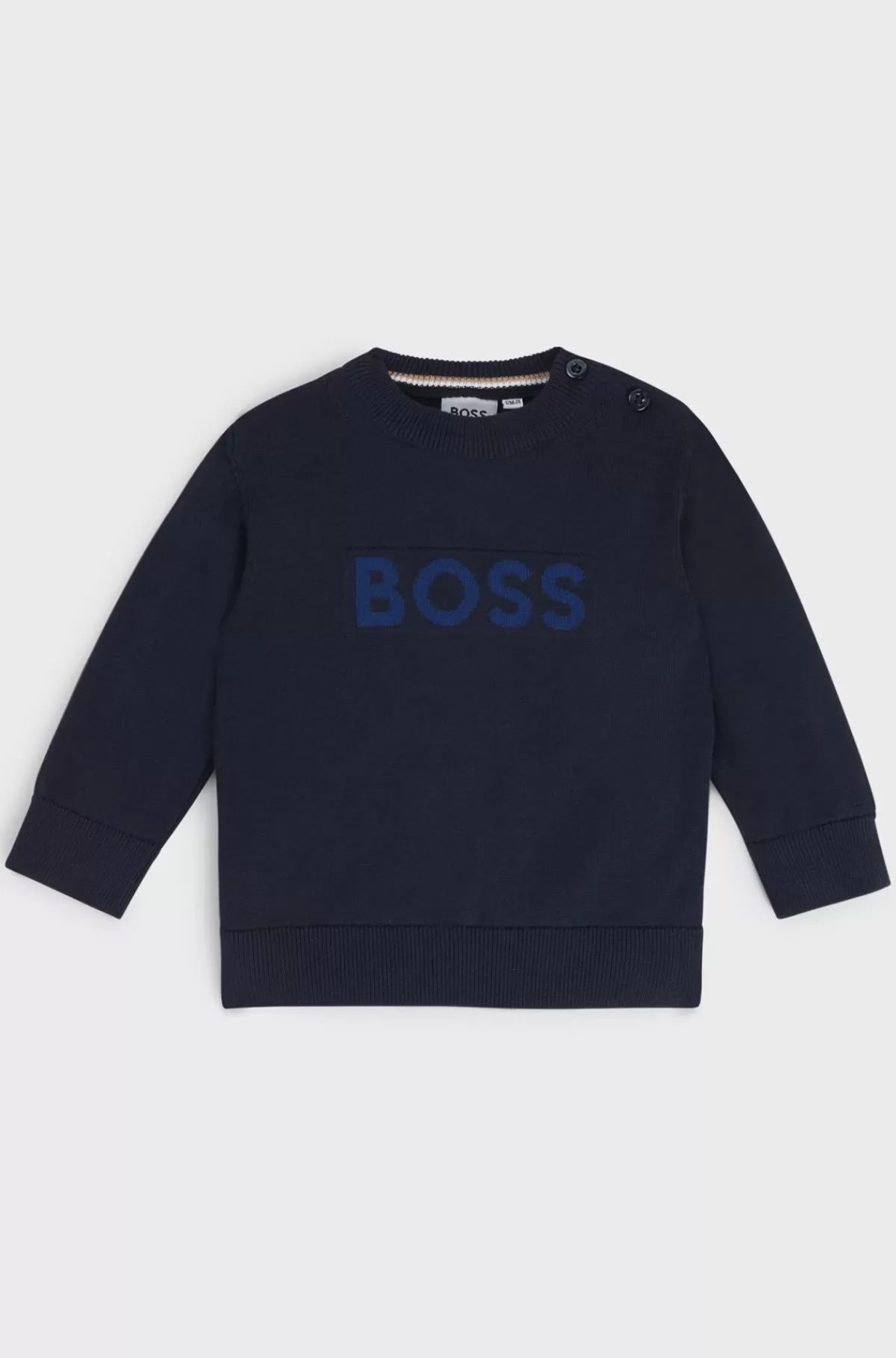 HUGO BOSS Sweater Til Børn I Bomuld Med Præget Logo Mørkeblå Best