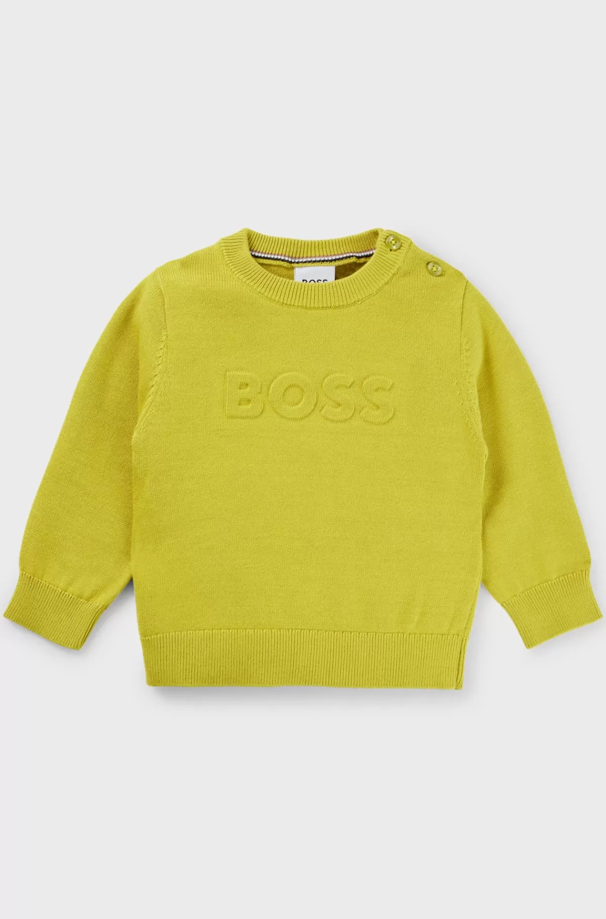 HUGO BOSS Sweater Til Børn I Strikket Bomuld Med Præget Logo Grøn Best Sale